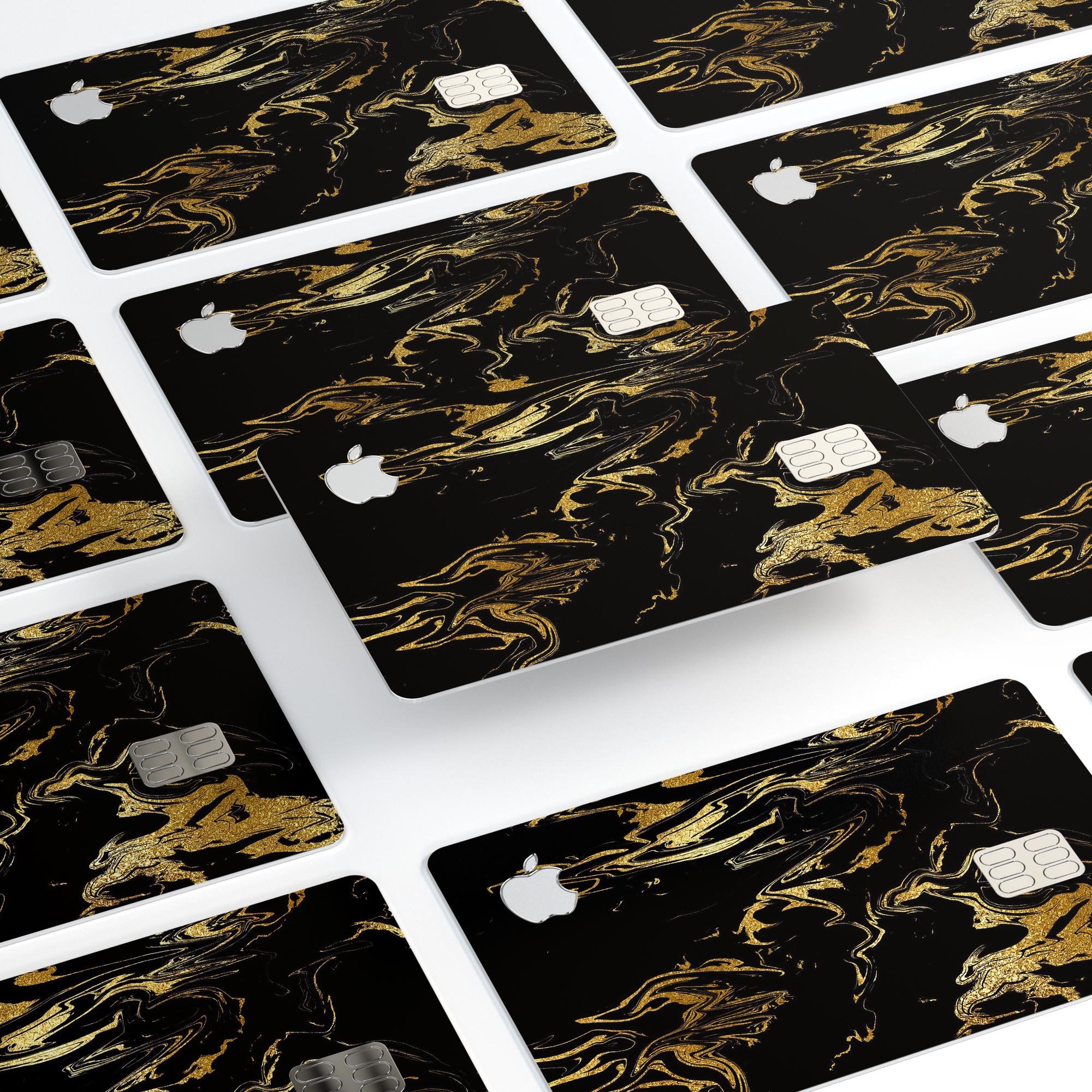 Black & Gold Marble Swirl V1 decal skin for Apple Card, showcasing a stylish design with premium protective features.