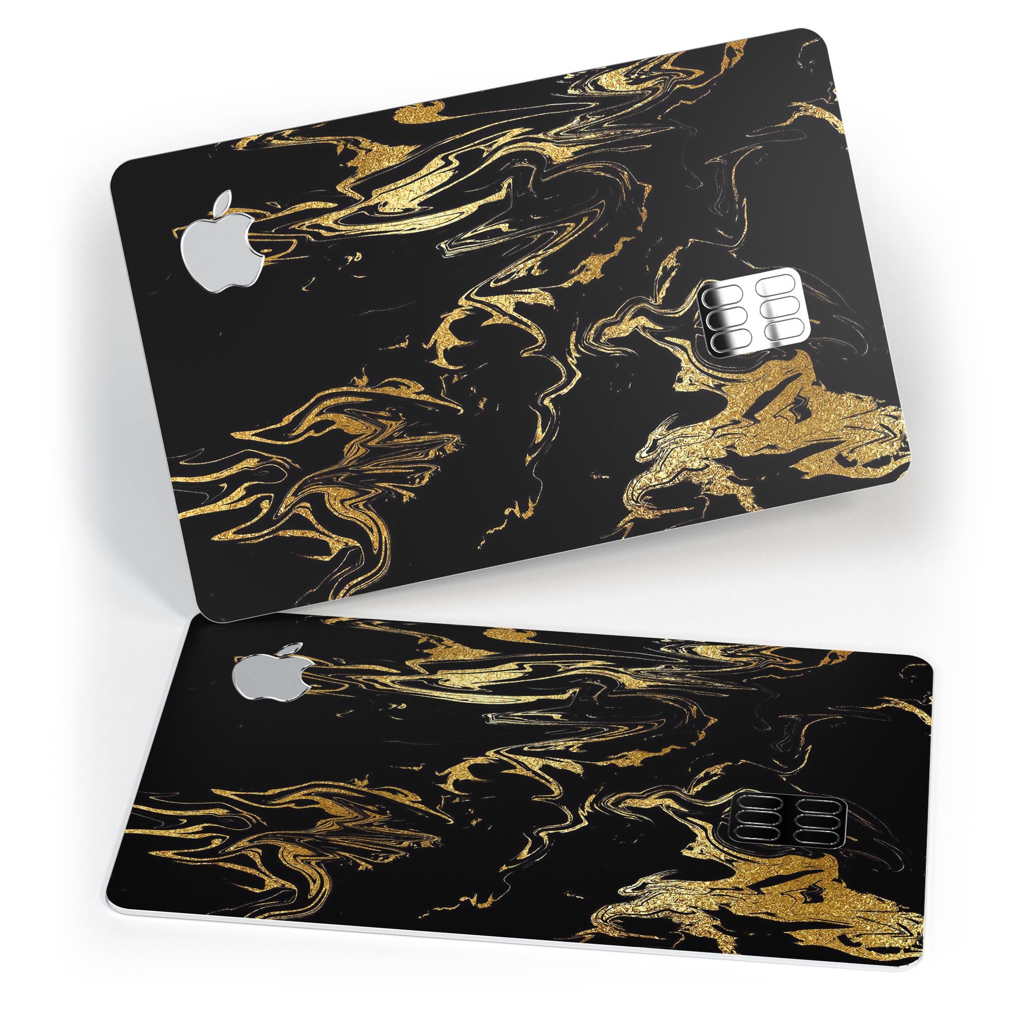 Black & Gold Marble Swirl V1 decal skin for Apple Card, showcasing a stylish design with premium protective features.