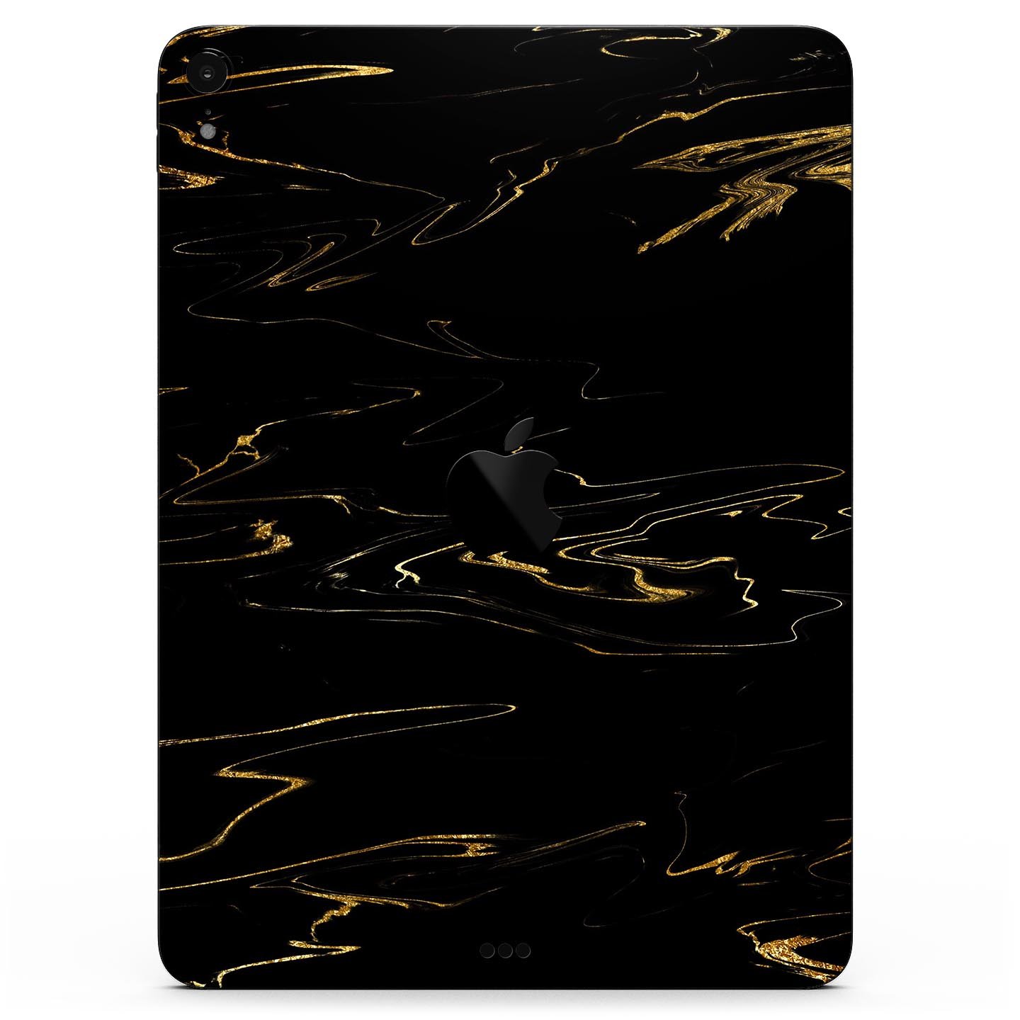 Black & Gold Marble Swirl V10 skin decal for Apple devices, showcasing a stylish marble design with a glossy finish.