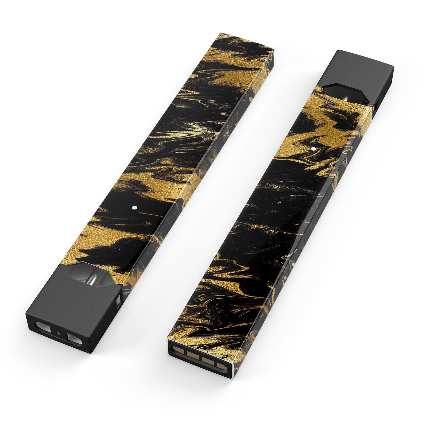 Black & Gold Marble Swirl V5 skin wrap for JUUL device, showcasing a stylish marble design with premium finish.