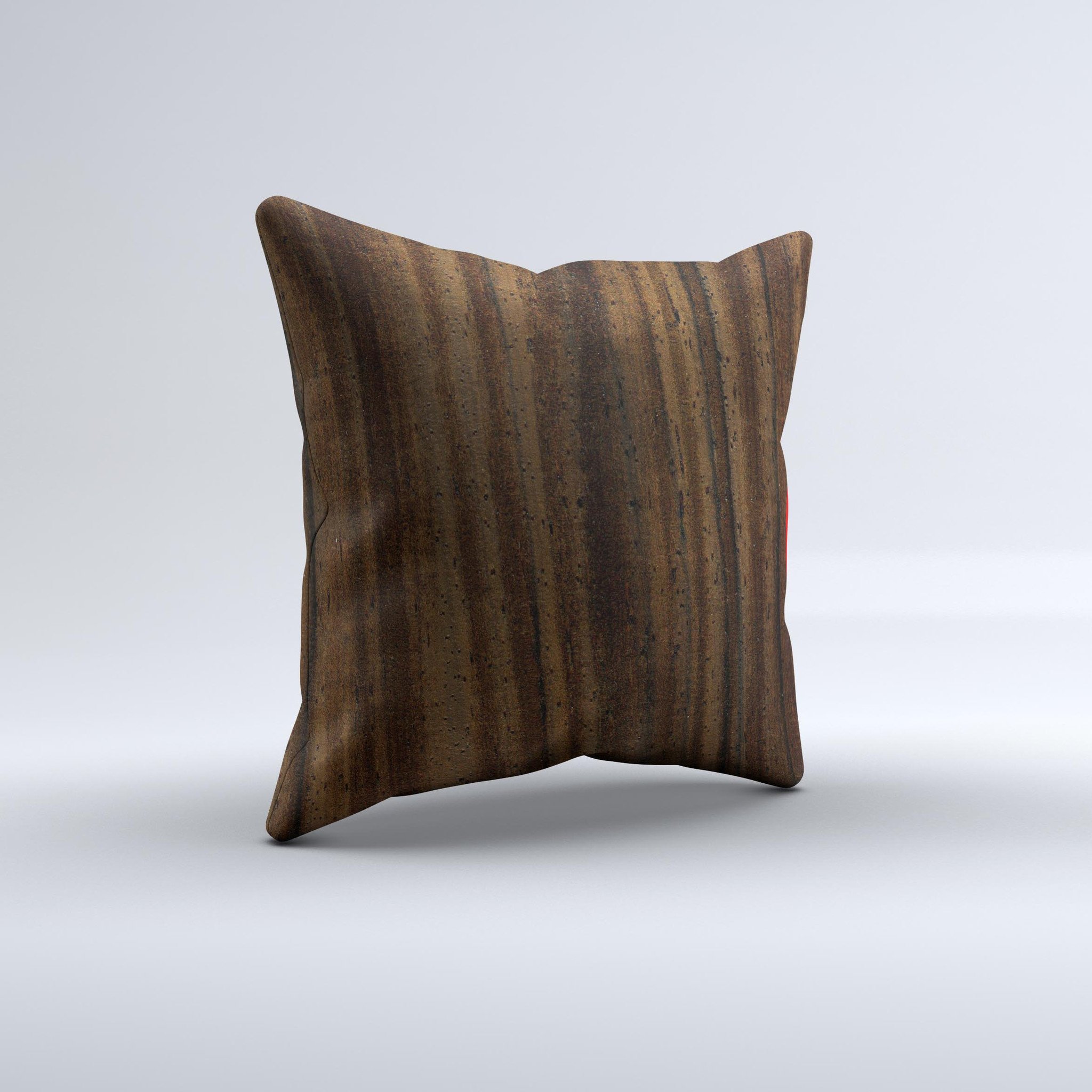 Black Grained Walnut Wood Ink-Fuzed Decorative Throw Pillow showcasing unique handcrafted design and high-quality materials.