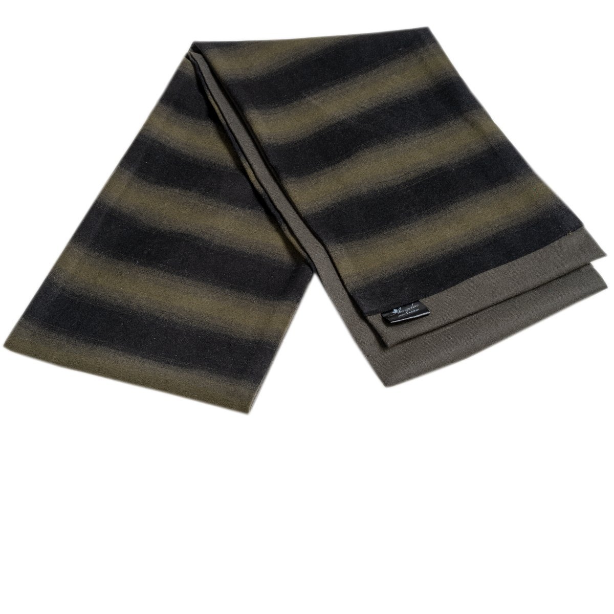 A stylish black green mens wool scarf with a check pattern, perfect for winter fashion, displayed elegantly.