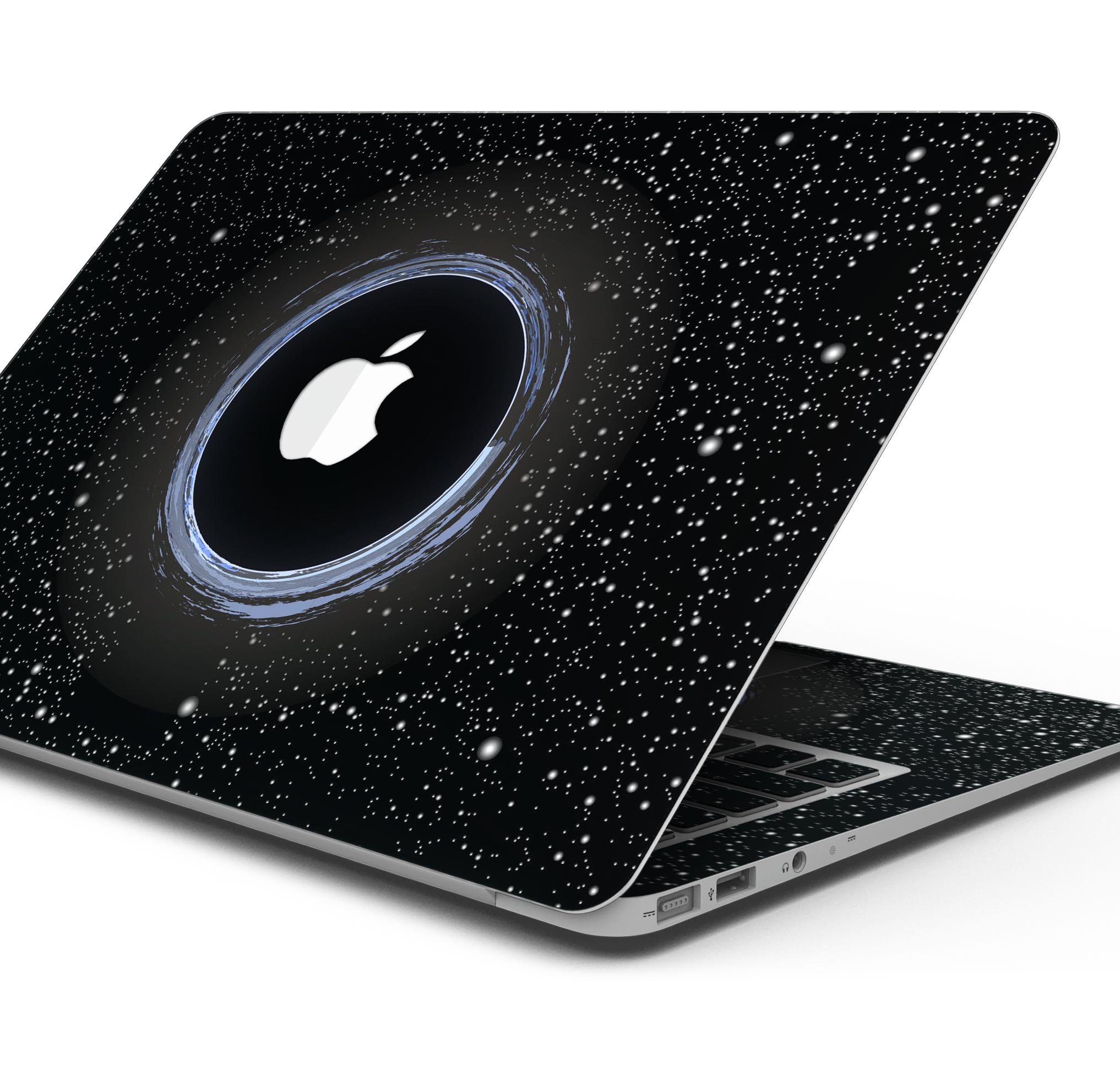 Black Hole Skin Decal Wrap Kit for Apple MacBook, showcasing a sleek design and premium vinyl material.
