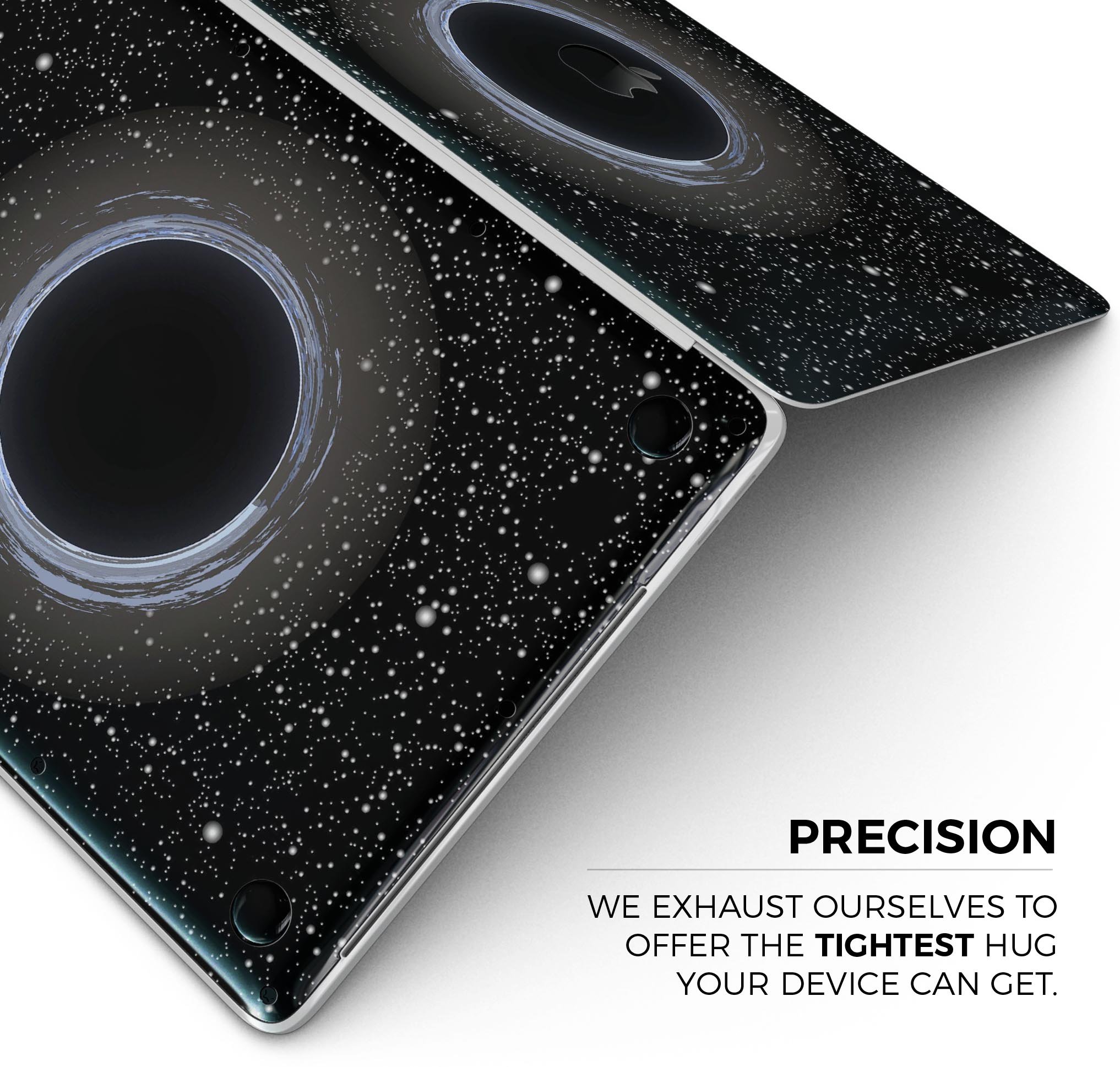 Black Hole Skin Decal Wrap Kit for Apple MacBook, showcasing a sleek design and premium vinyl material.