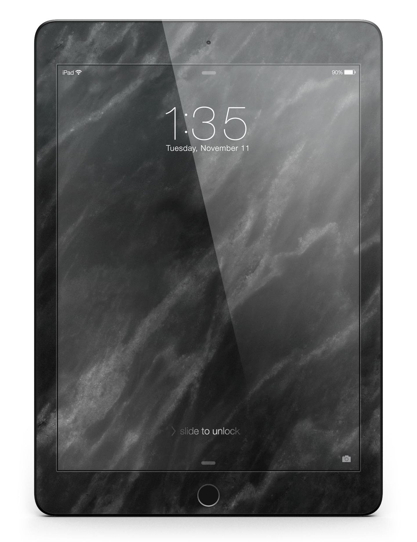 Black Marble Surface Full Body Skin for iPad Pro, showcasing a sleek design and premium vinyl material.
