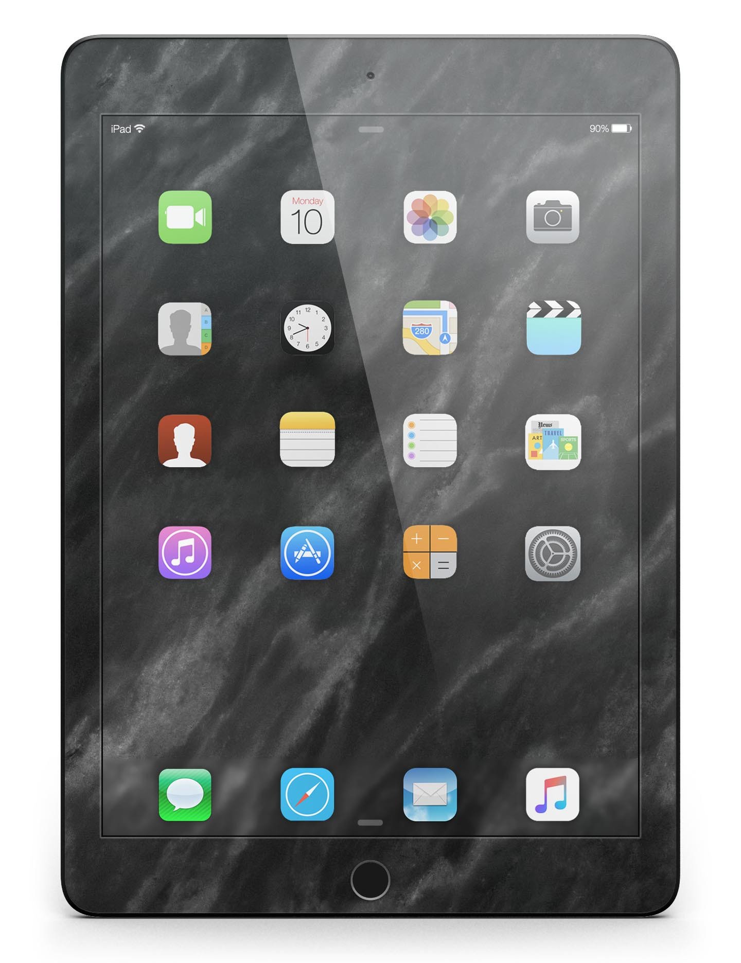 Black Marble Surface Full Body Skin for iPad Pro, showcasing a sleek design and premium vinyl material.