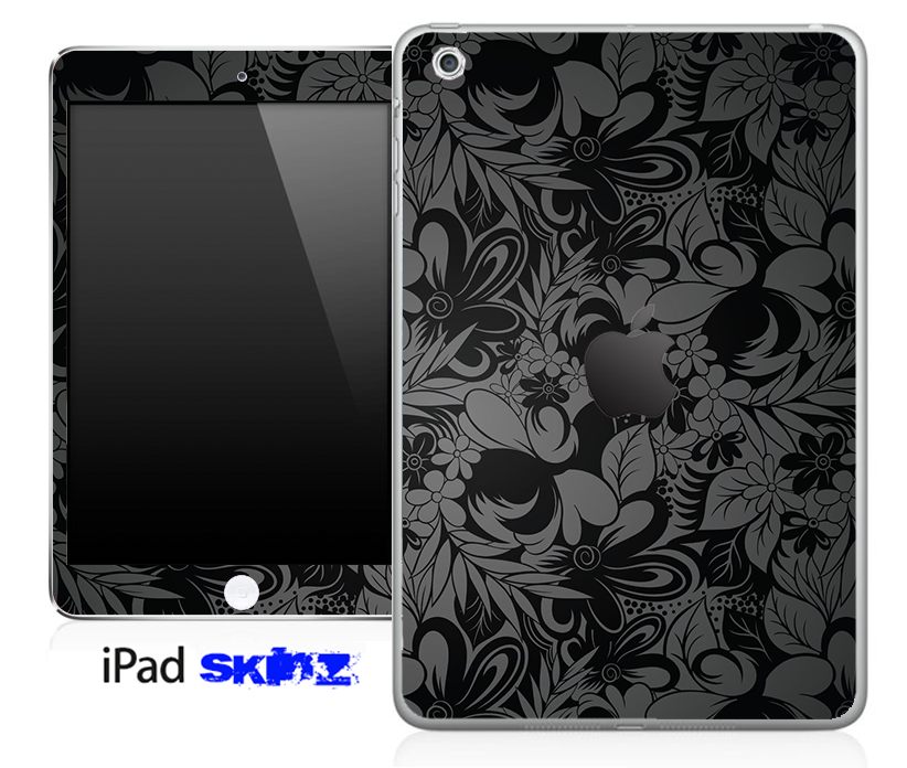 Black Paisley Laced Pattern Skin for iPad Mini, showcasing intricate paisley design on high-quality vinyl.