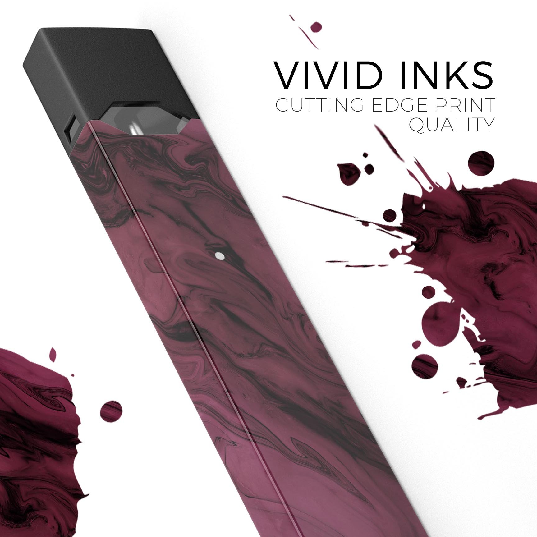 Black and pink marble swirl decal skin wrap for JUUL vaping device, showcasing a stylish and protective design.