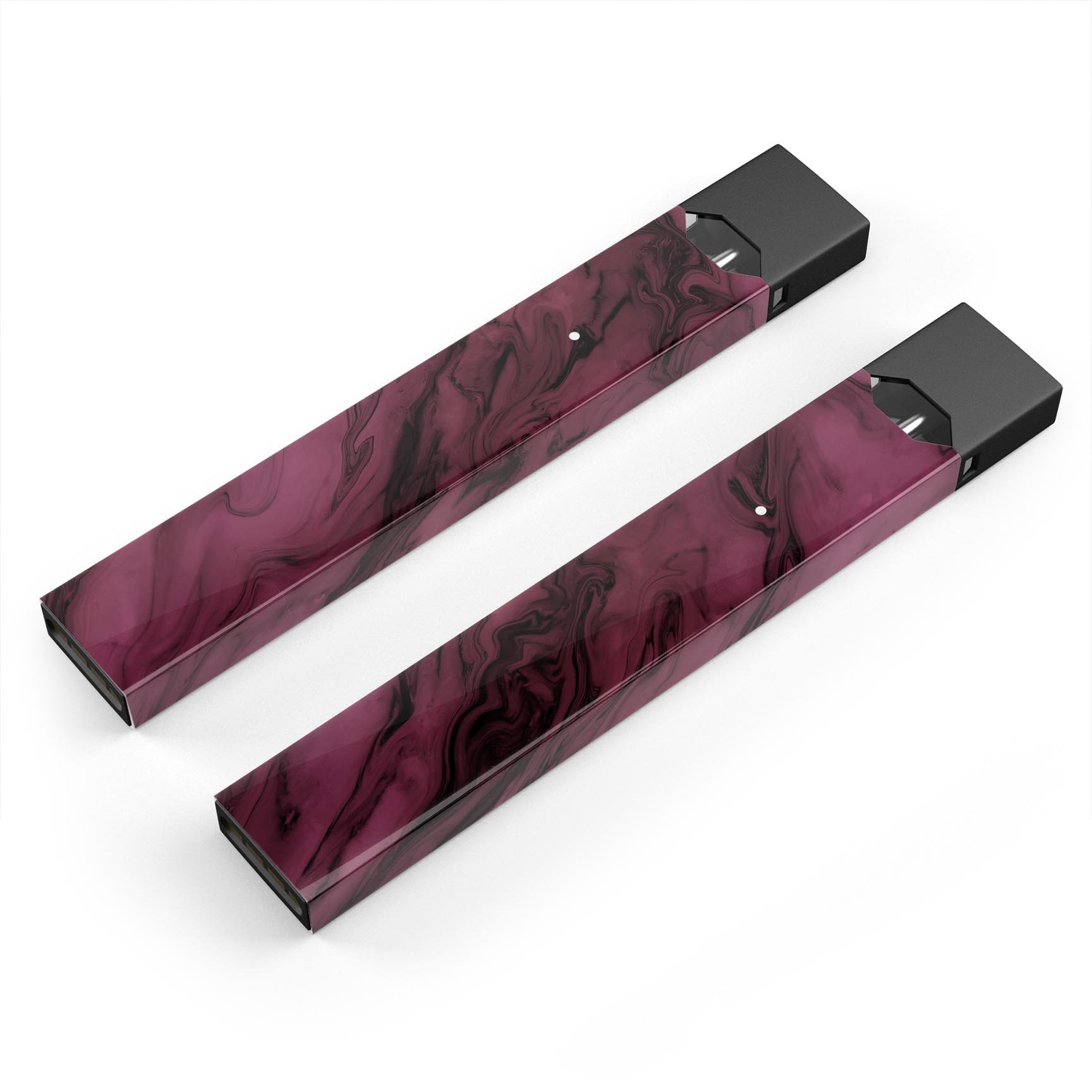 Black and pink marble swirl decal skin wrap for JUUL vaping device, showcasing a stylish and protective design.