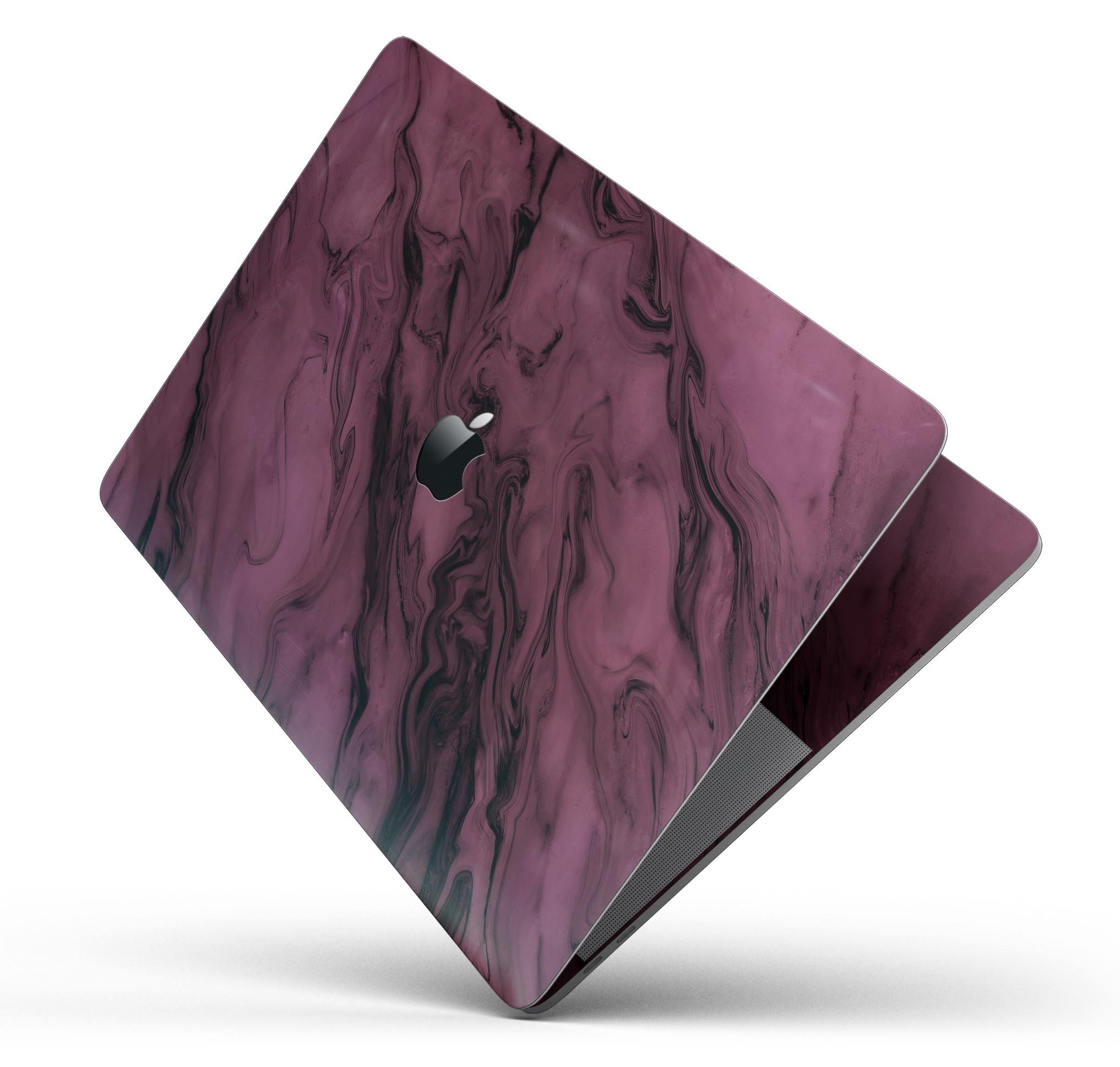 Black & Pink Marble Swirl V1 skin decal wrap kit for MacBook, showcasing a stylish marble design with a glossy finish.