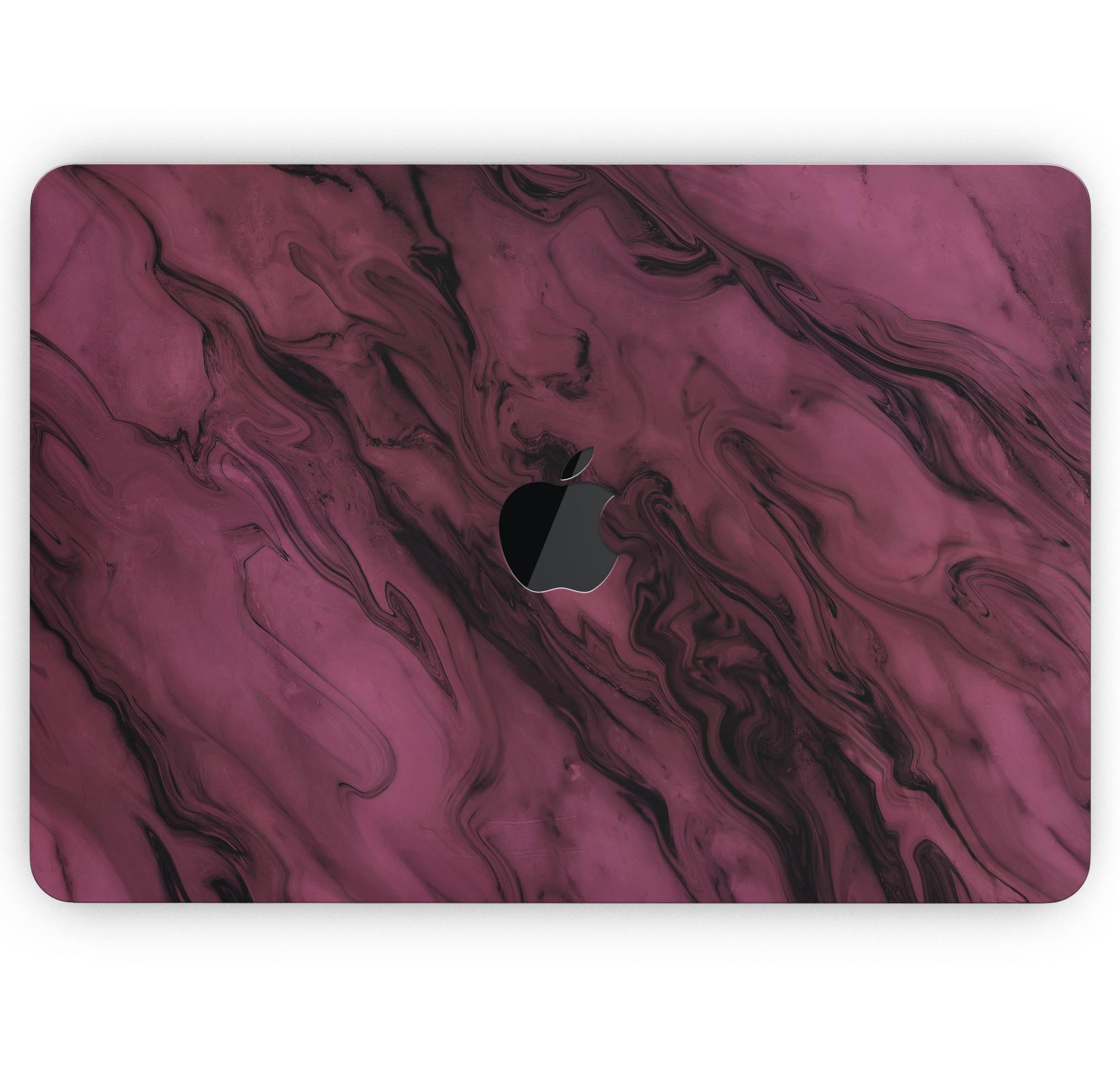 Black & Pink Marble Swirl V1 skin decal wrap kit for MacBook, showcasing a stylish marble design with a glossy finish.