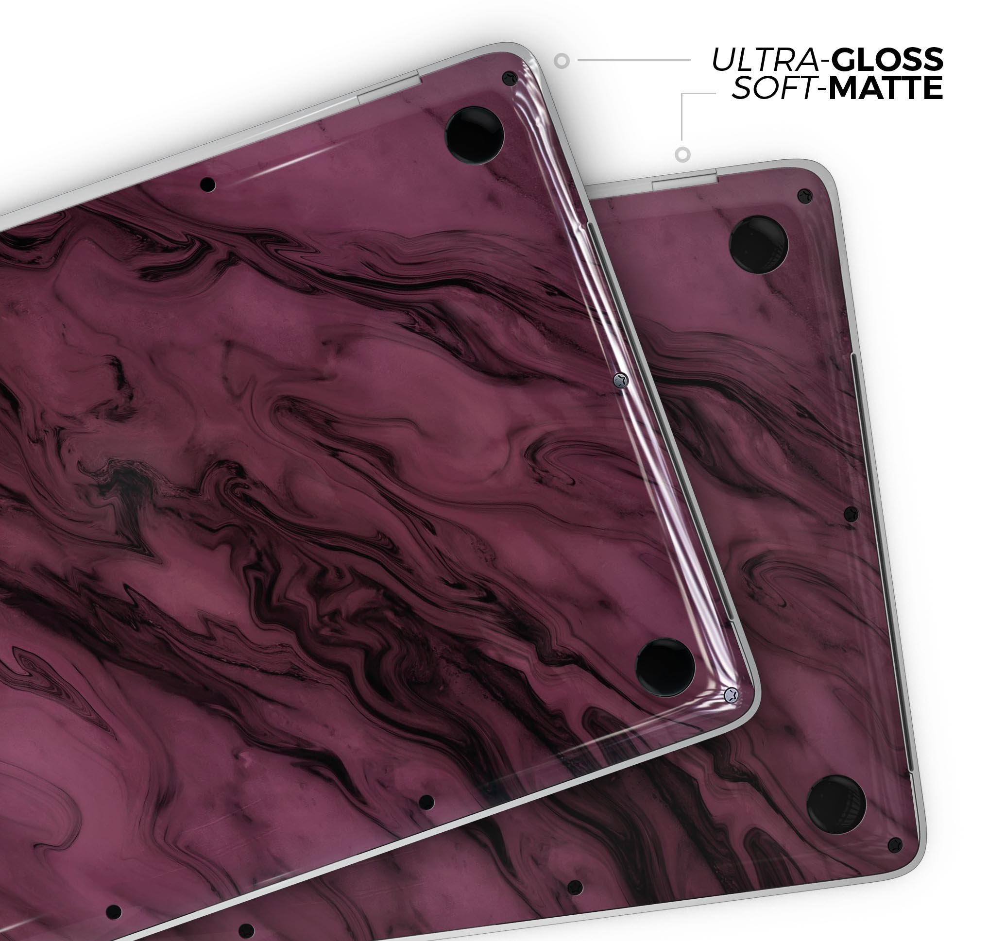 Black & Pink Marble Swirl V1 skin decal wrap kit for MacBook, showcasing a stylish marble design with a glossy finish.