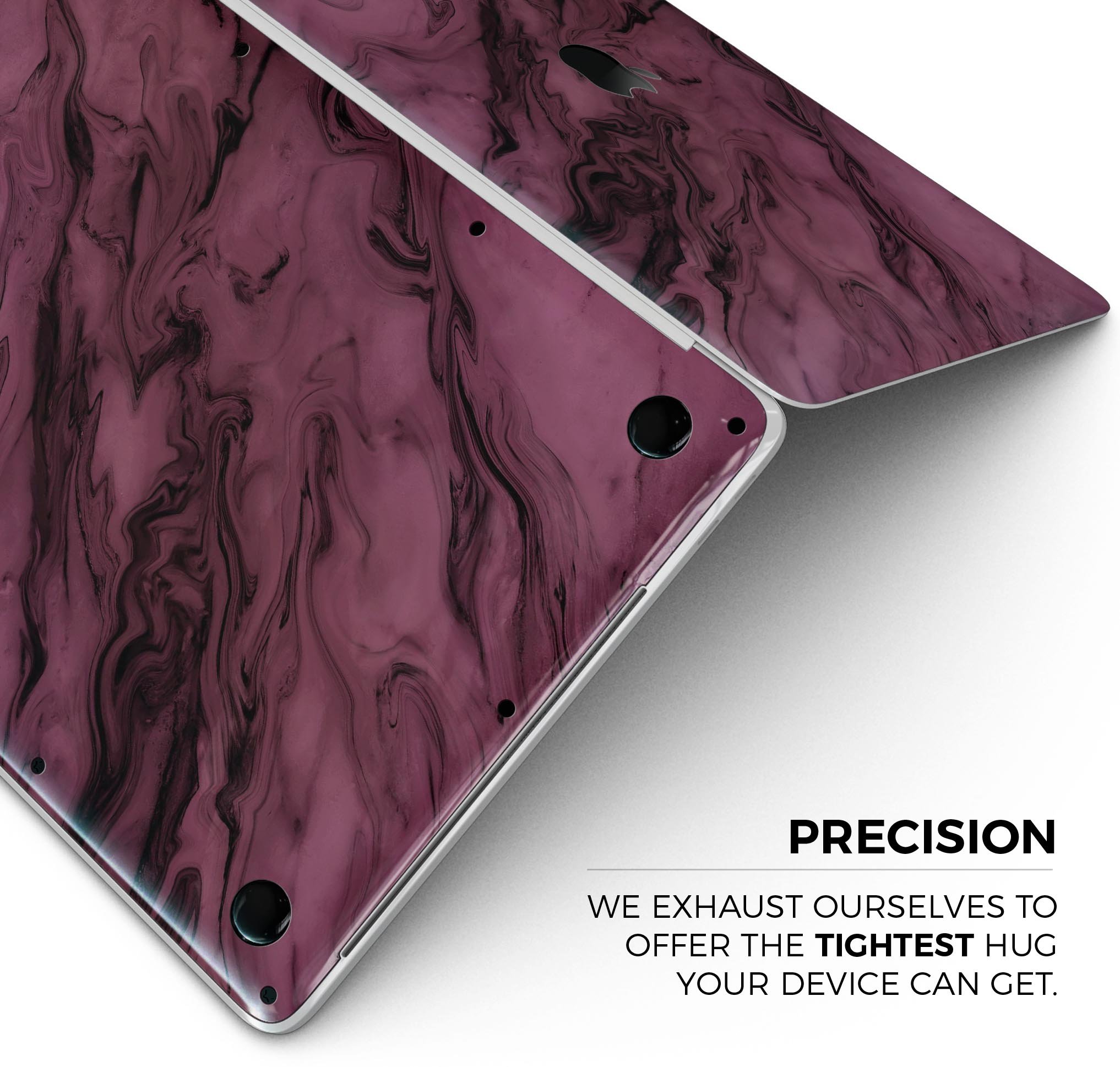 Black & Pink Marble Swirl V1 skin decal wrap kit for MacBook, showcasing a stylish marble design with a glossy finish.