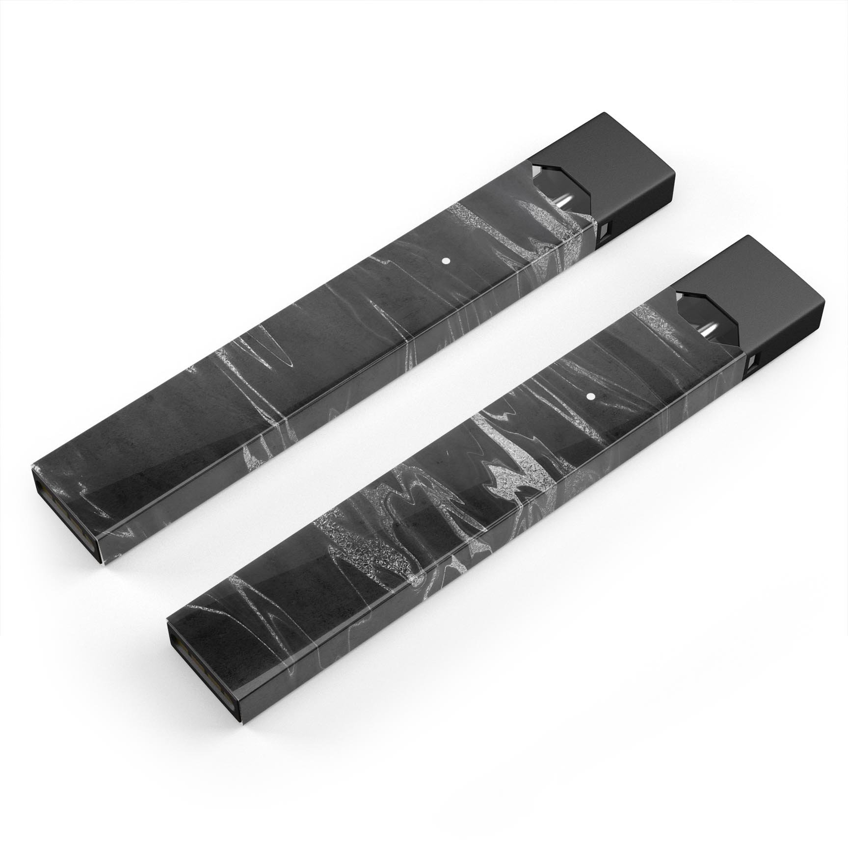 Black and silver marble swirl design skin wrap for JUUL vaping device, showcasing a stylish and protective decal.