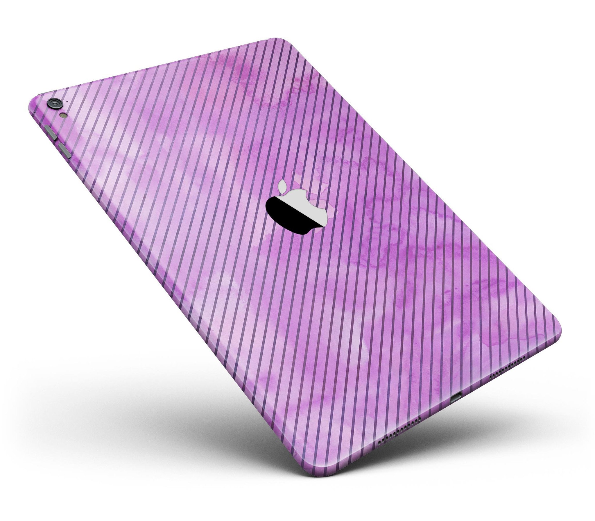 Black Slanted Lines of Purple Clouds Full Body Skin for iPad Pro, showcasing vibrant colors and unique design.