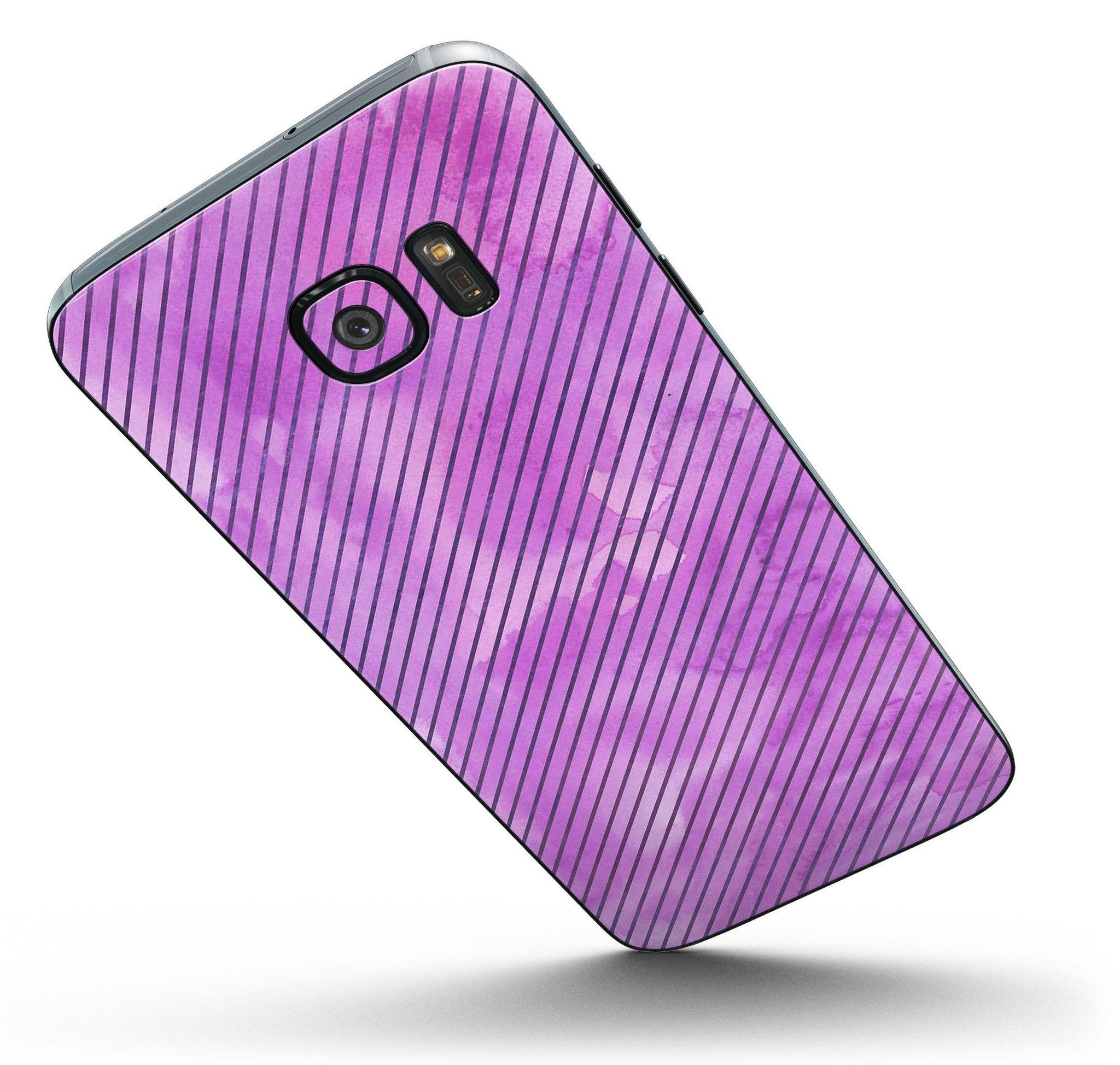 Black Slanted Lines of Purple Clouds skin kit for Samsung Galaxy S7/S7 Edge, showcasing vibrant colors and unique design.