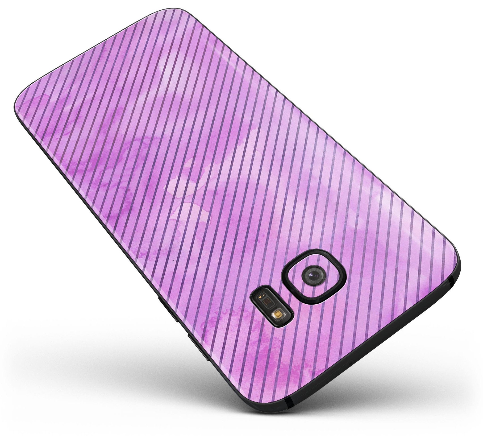Black Slanted Lines of Purple Clouds skin kit for Samsung Galaxy S7/S7 Edge, showcasing vibrant colors and unique design.