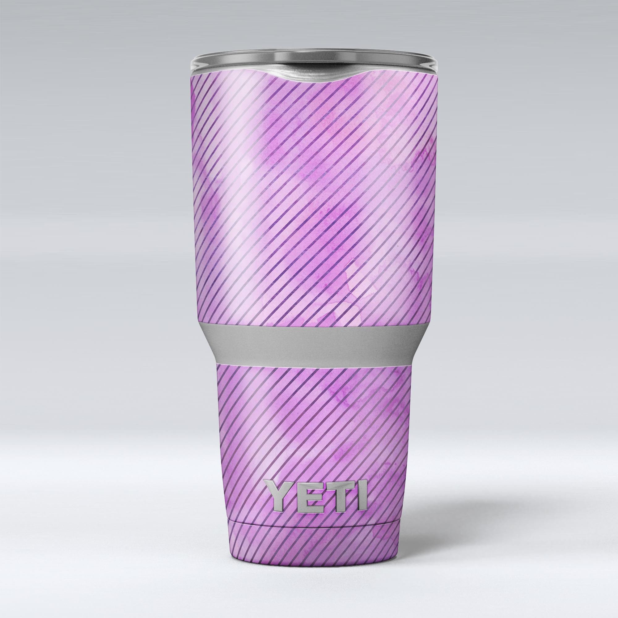 Black Slanted Lines of Purple Clouds skin decal vinyl wrap kit for Yeti Coolers, showcasing a stylish design and premium quality.