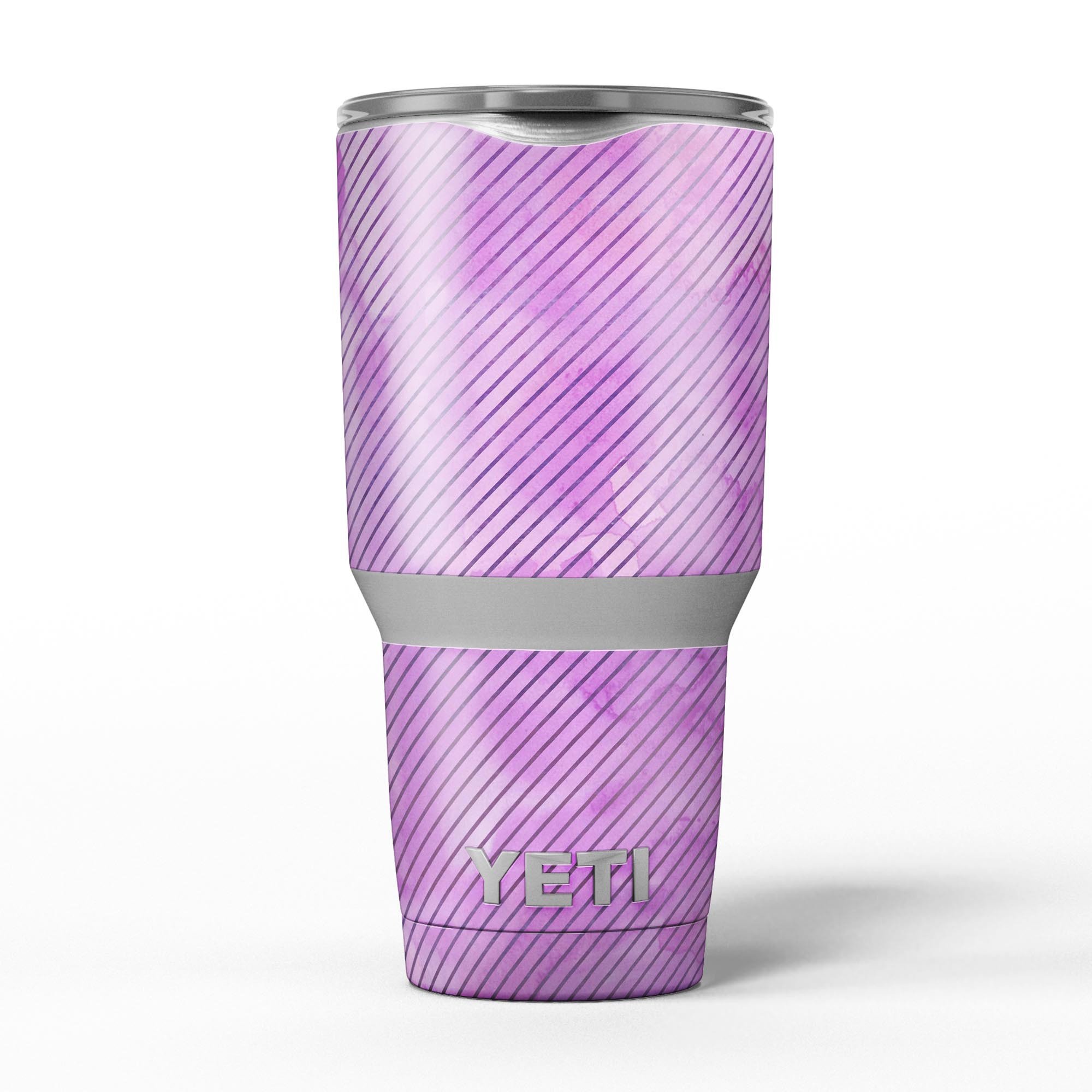 Black Slanted Lines of Purple Clouds skin decal vinyl wrap kit for Yeti Coolers, showcasing a stylish design and premium quality.