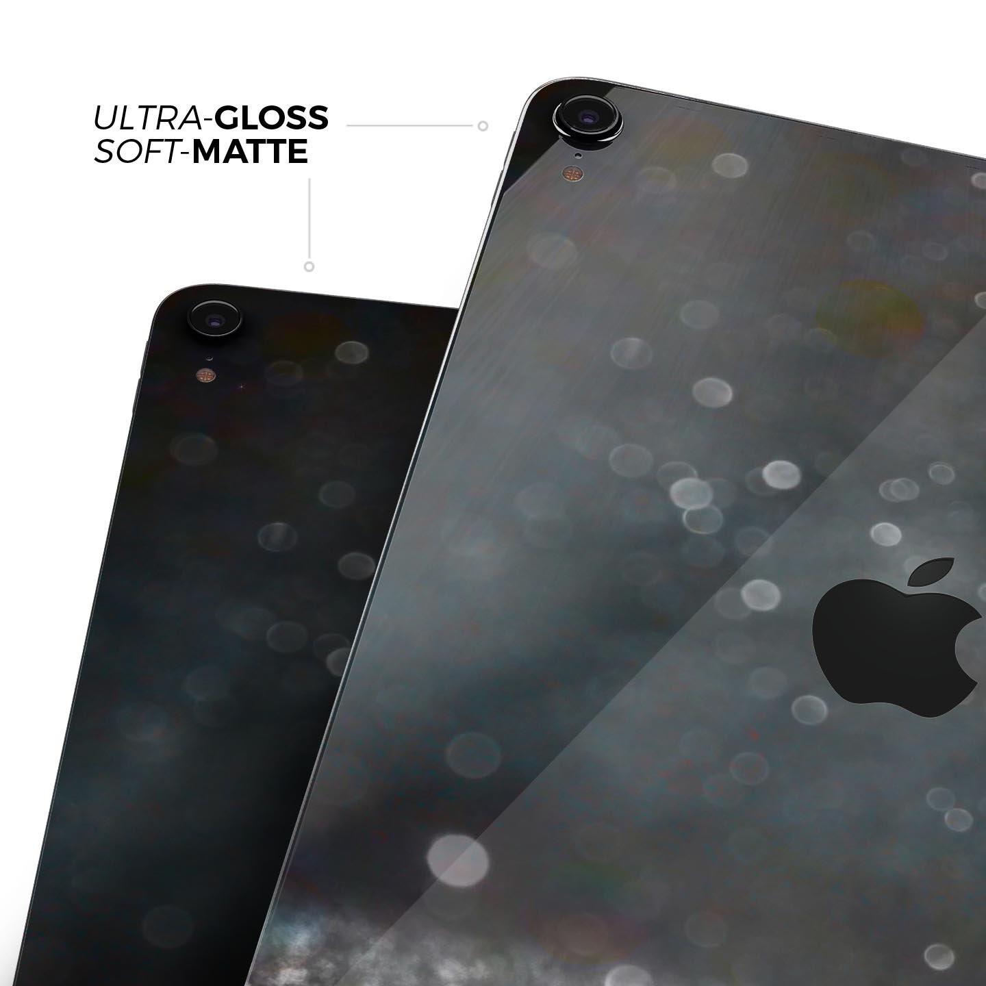 Black Unfocused Glowing Shimmer skin decal for Apple devices, showcasing its sleek design and premium finish.