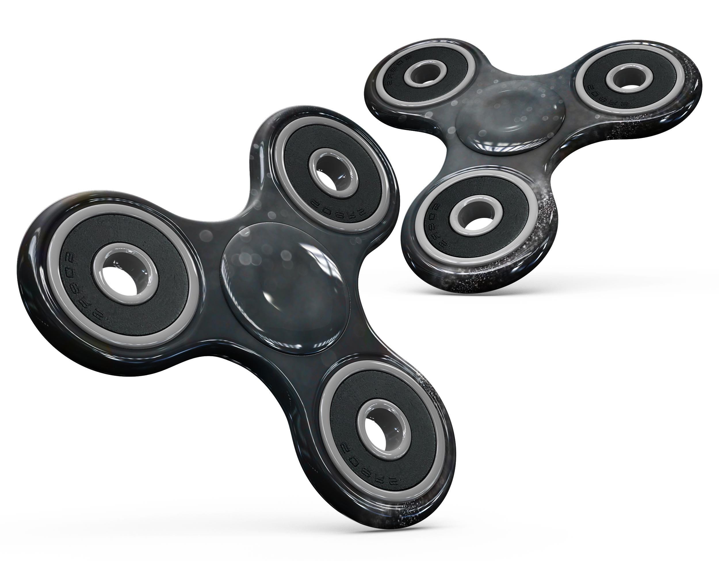 Black Unfocused Glowing Shimmer Full-Body Skin-Kit for fidget spinner, showcasing a vibrant design with shimmering effects.