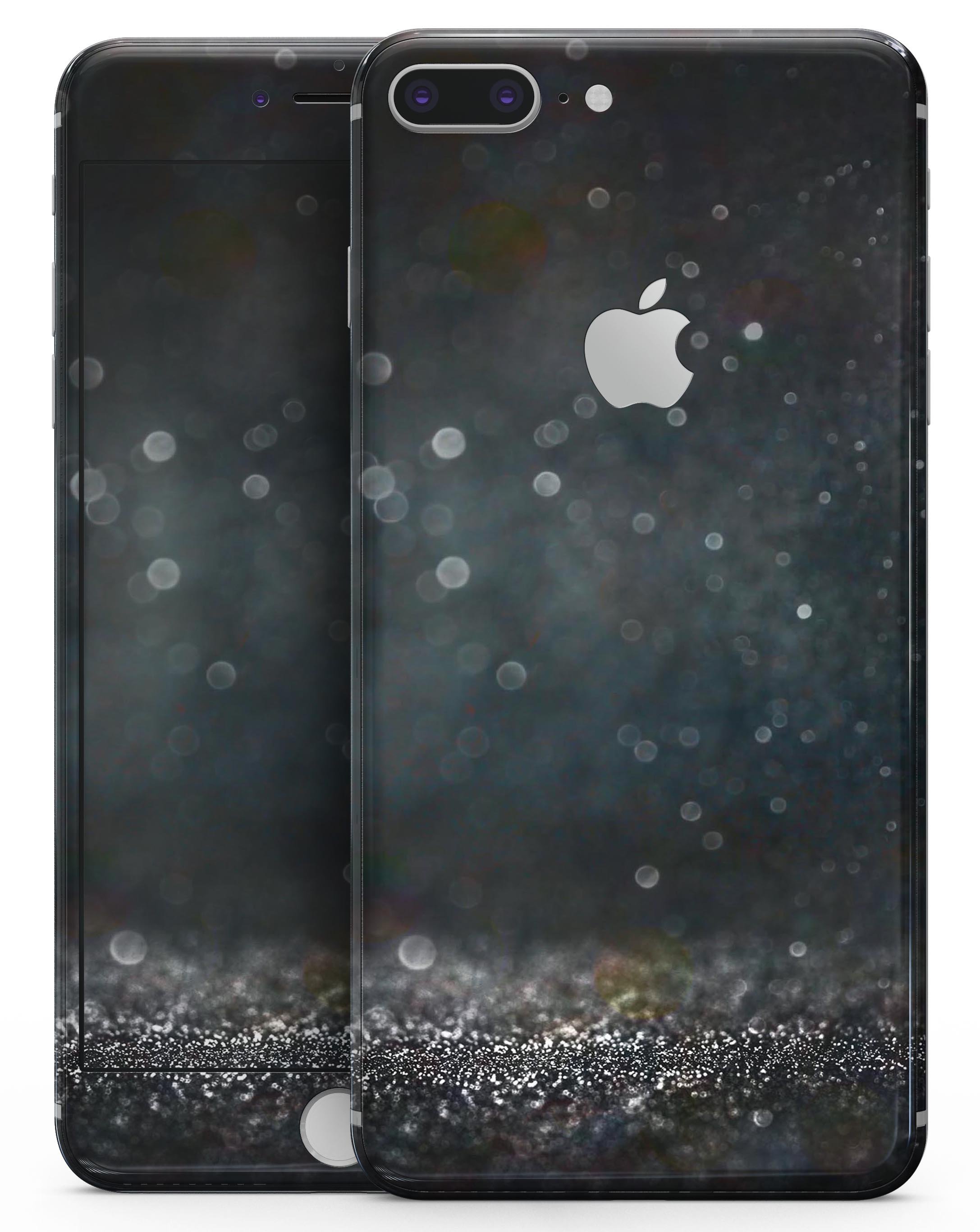 Black Unfocused Glowing Shimmer skin for iPhone 8 or 8 Plus, showcasing a sleek design with a shimmering effect.