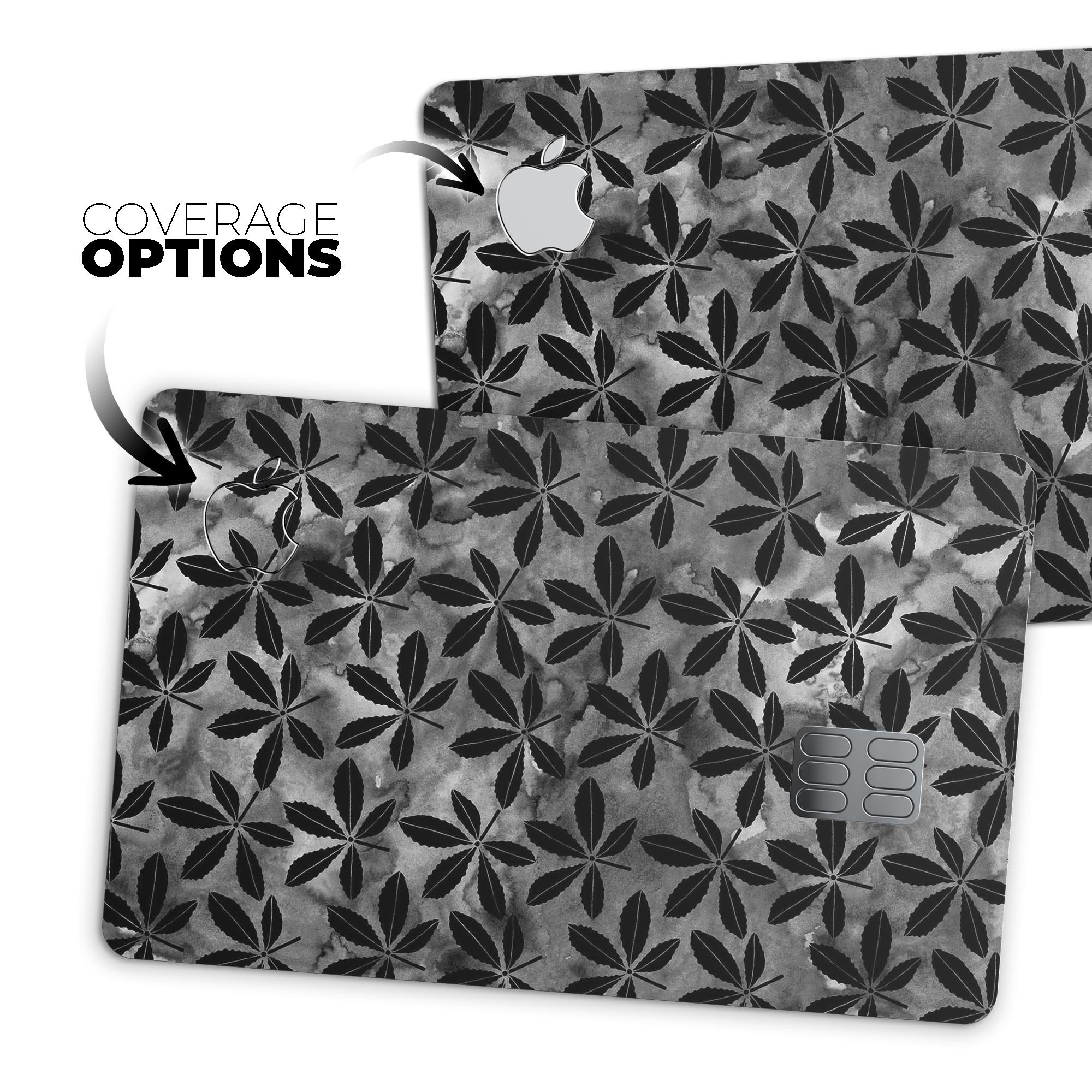 Black Watercolor Holly decal skin for Apple Card, showcasing a vibrant watercolor design with premium vinyl finish.
