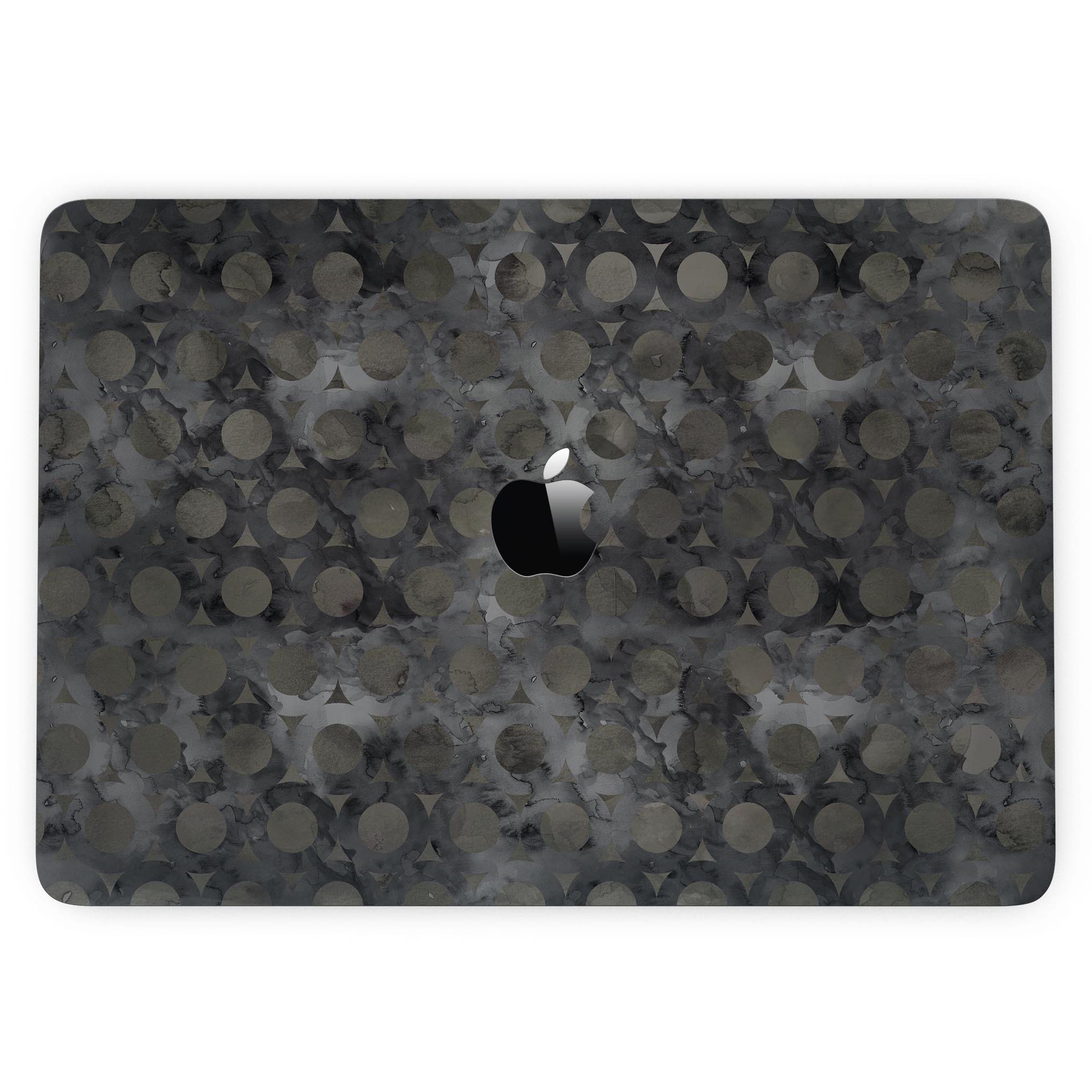 Black Watercolor Ring Pattern skin for 13" MacBook Pro without Touch Bar, showcasing a stylish design that protects the device.