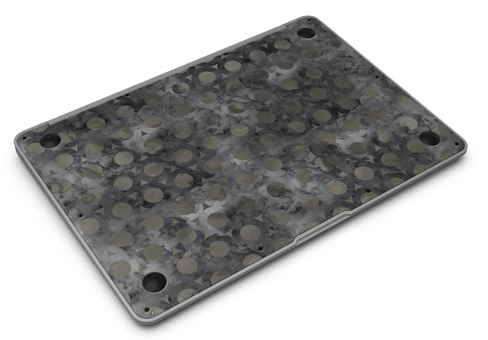 Black Watercolor Ring Pattern MacBook Air Skin Kit showcasing a stylish design on a sleek laptop.