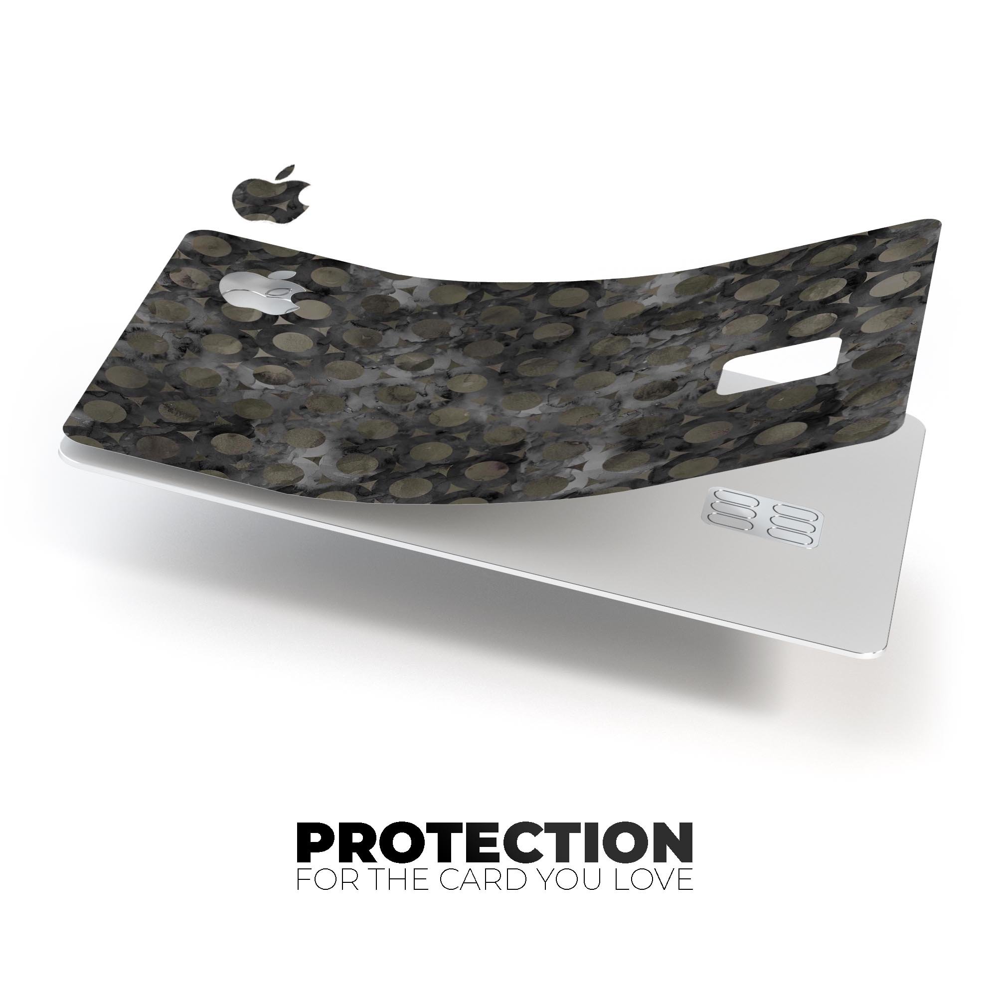 Black Watercolor Ring Pattern decal skin for Apple Card, showcasing a stylish design that protects against scratches.