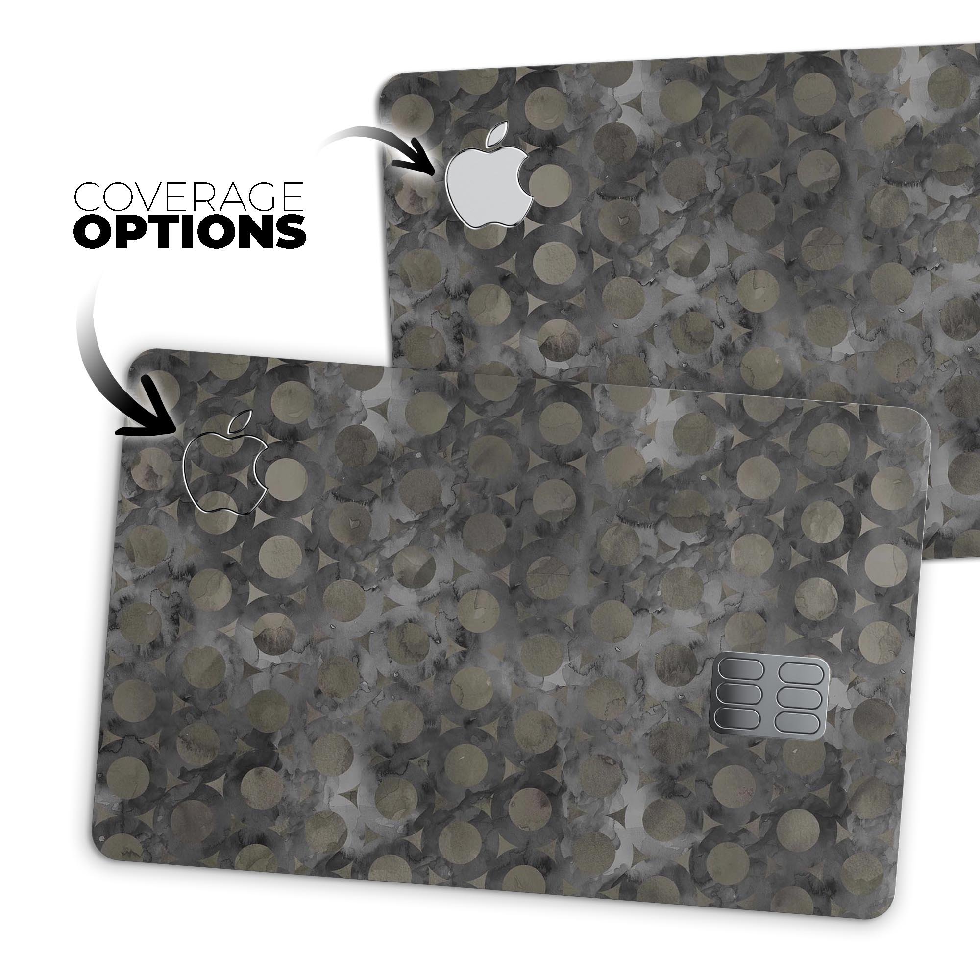Black Watercolor Ring Pattern decal skin for Apple Card, showcasing a stylish design that protects against scratches.