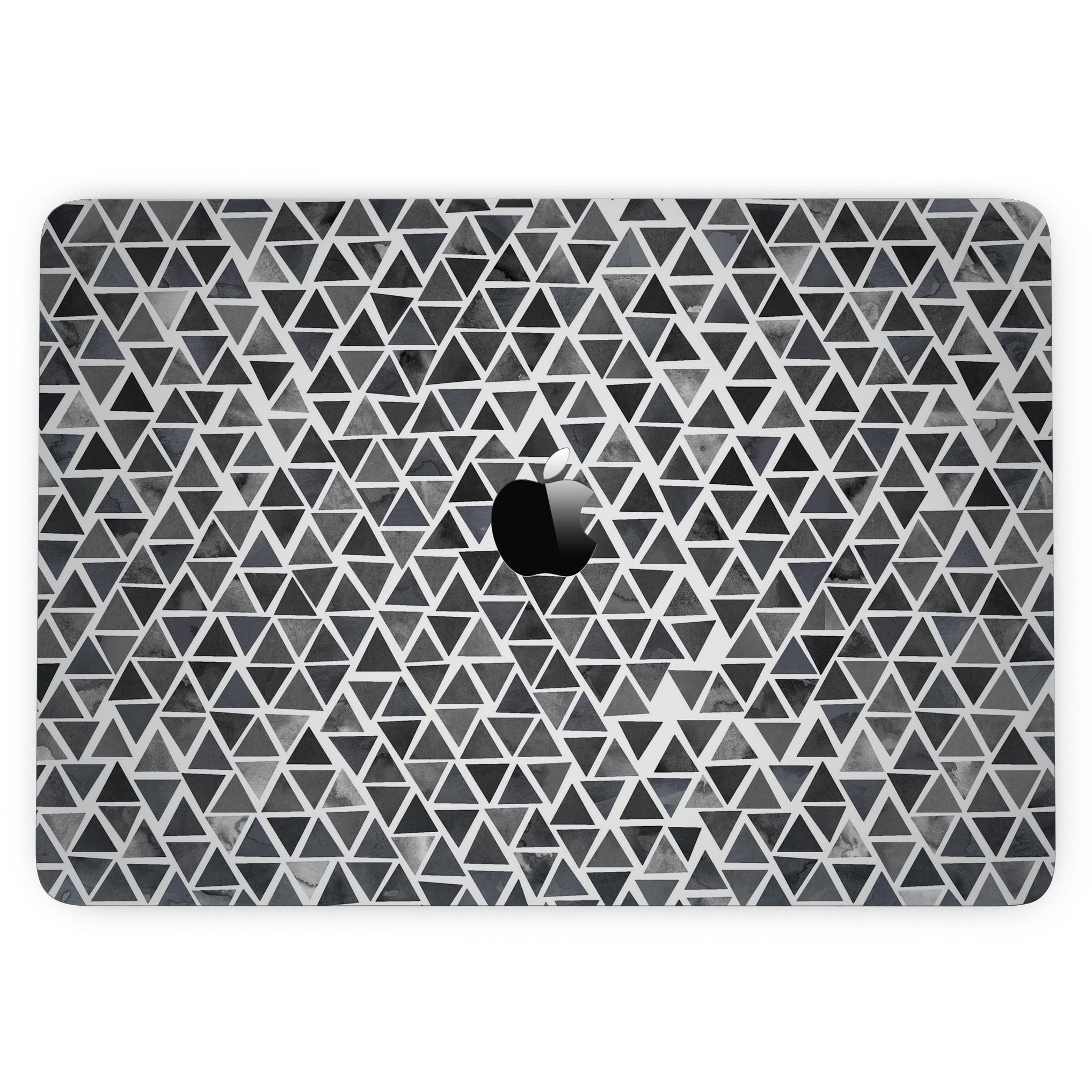 Black Watercolor Triangle Pattern skin for 13" MacBook Pro without Touch Bar, showcasing stylish design and premium vinyl material.