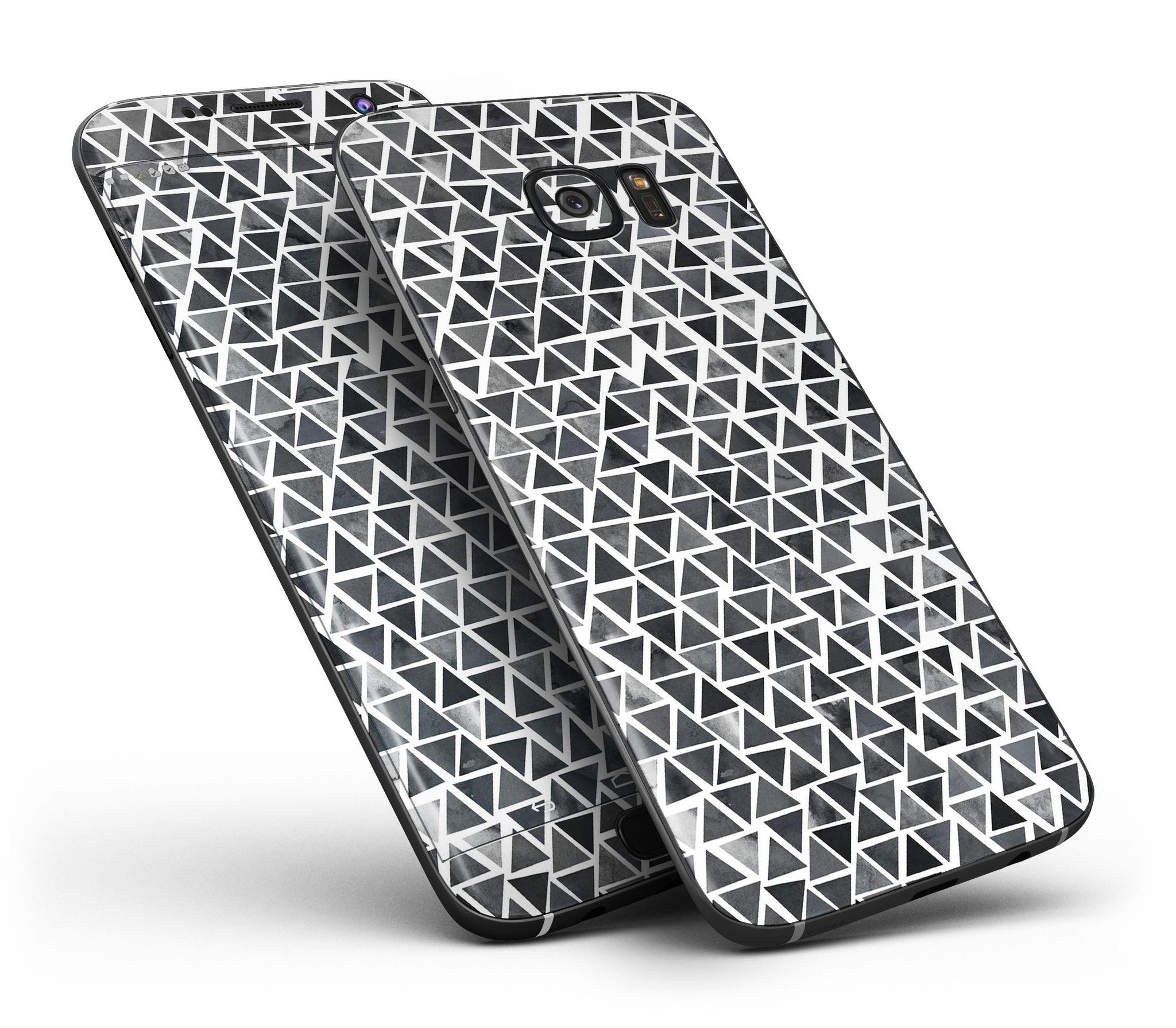 Black Watercolor Triangle Pattern skin for Samsung Galaxy S7/S7 Edge, showcasing vibrant colors and premium vinyl material.