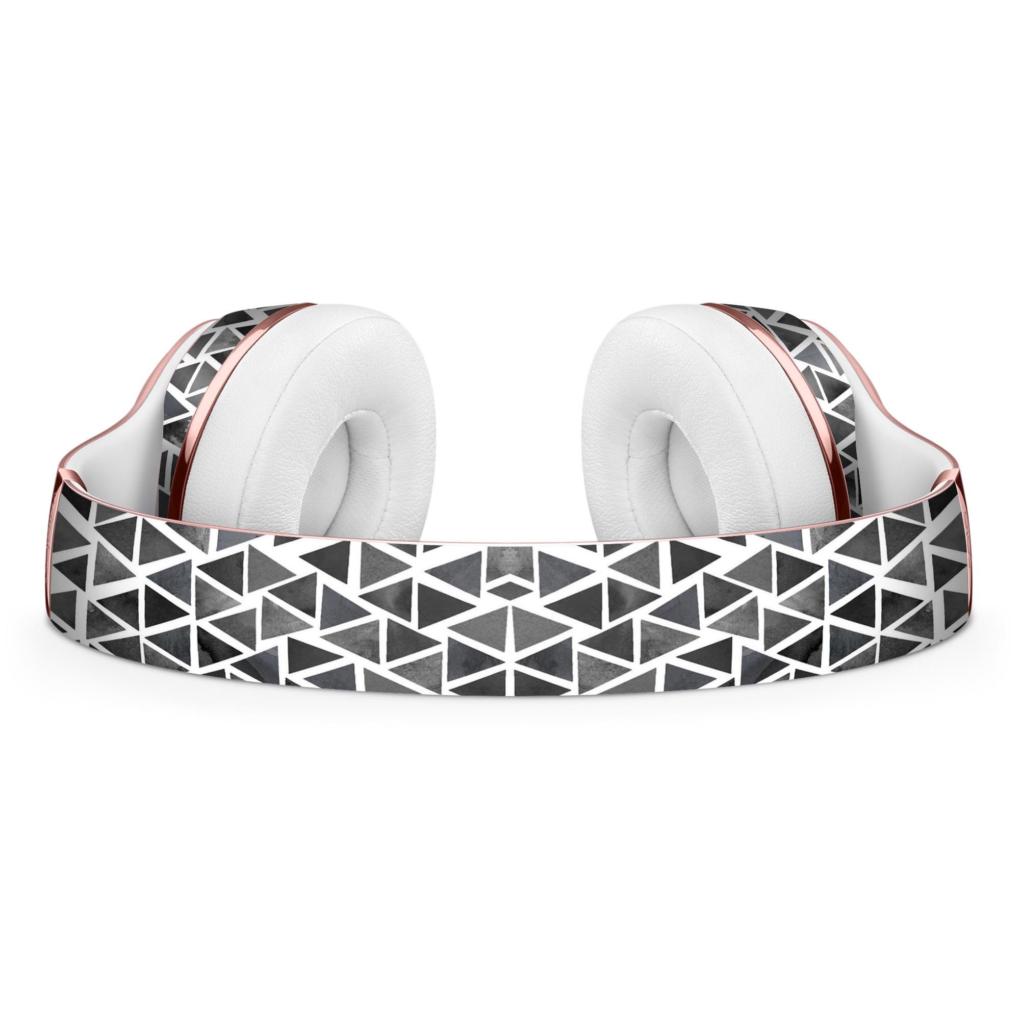 Black Watercolor Triangle Pattern Skin Kit for Beats by Dre Solo 3 Wireless Headphones, showcasing a stylish design and premium vinyl material.
