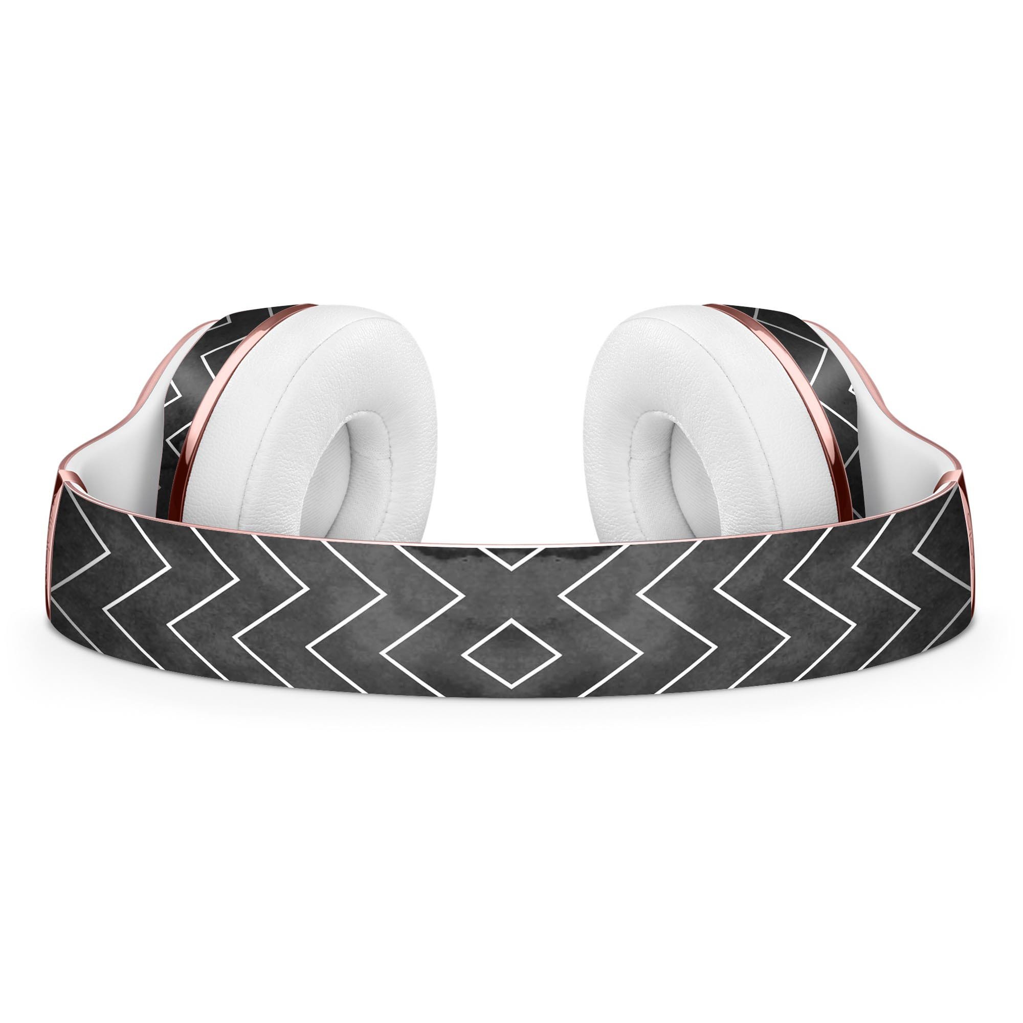 Black Watercolor with White Chevron Full-Body Skin Kit for Beats by Dre Solo 3 Wireless Headphones, showcasing stylish design and premium vinyl material.