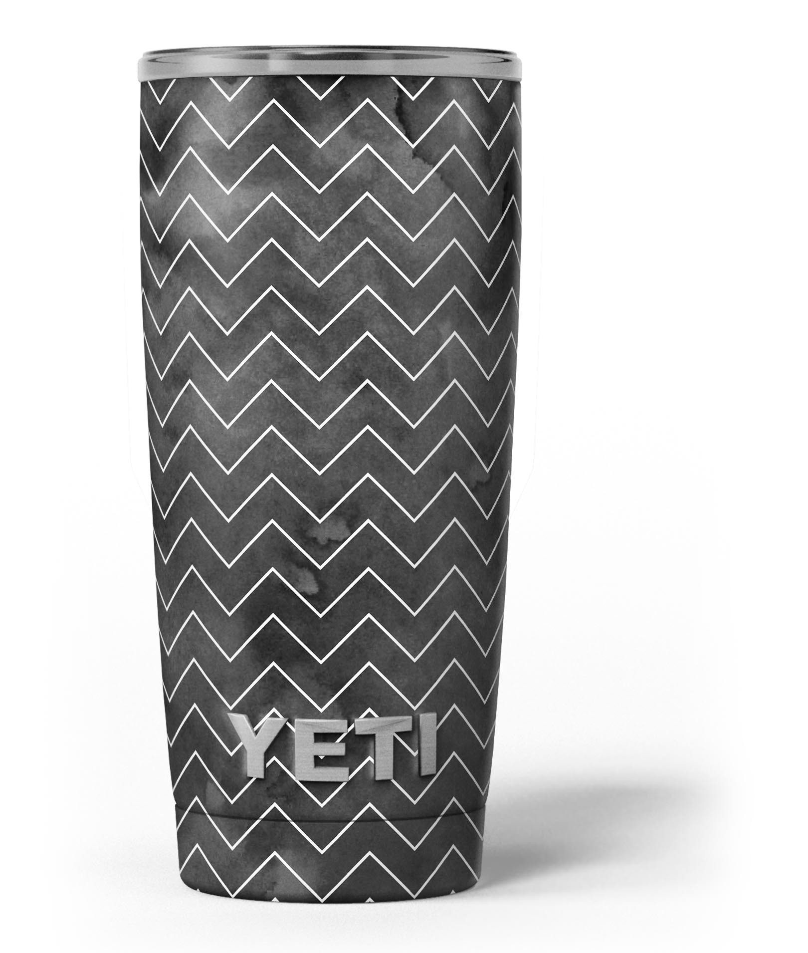 Black Watercolor with White Chevron Skin Decal Vinyl Wrap Kit for Yeti Coolers, showcasing a stylish design and premium quality.