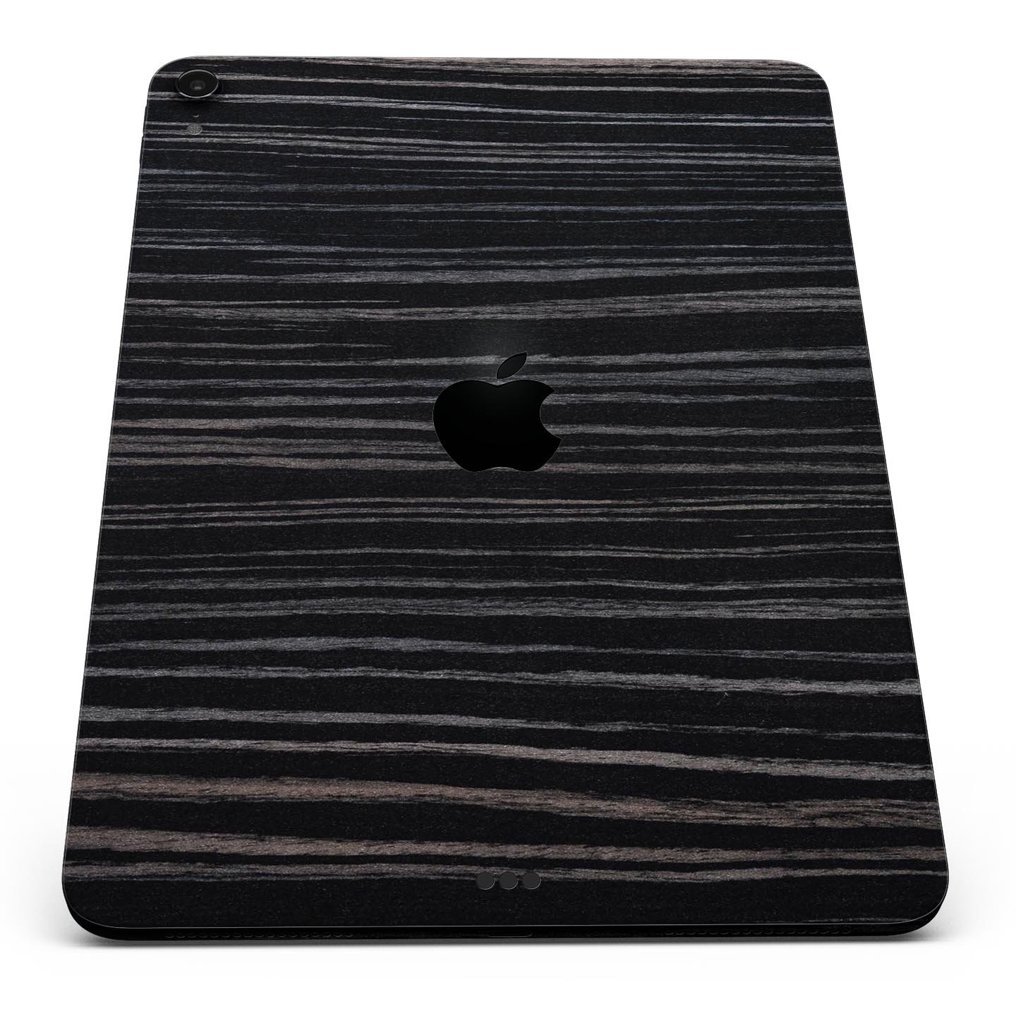 Black Wood Texture skin decal for Apple iPad Pro, showcasing a stylish wood grain design.