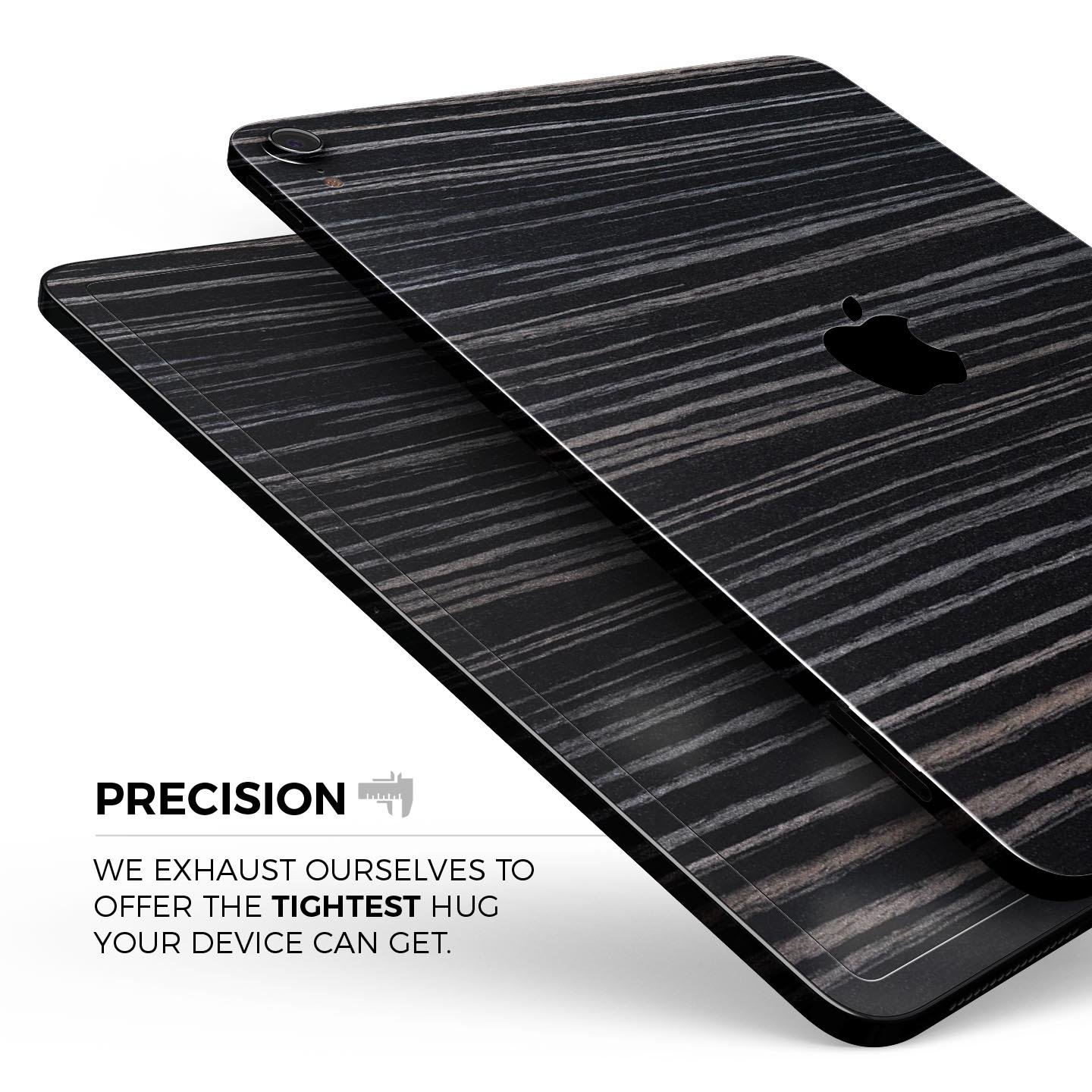 Black Wood Texture skin decal for Apple iPad Pro, showcasing a stylish wood grain design.