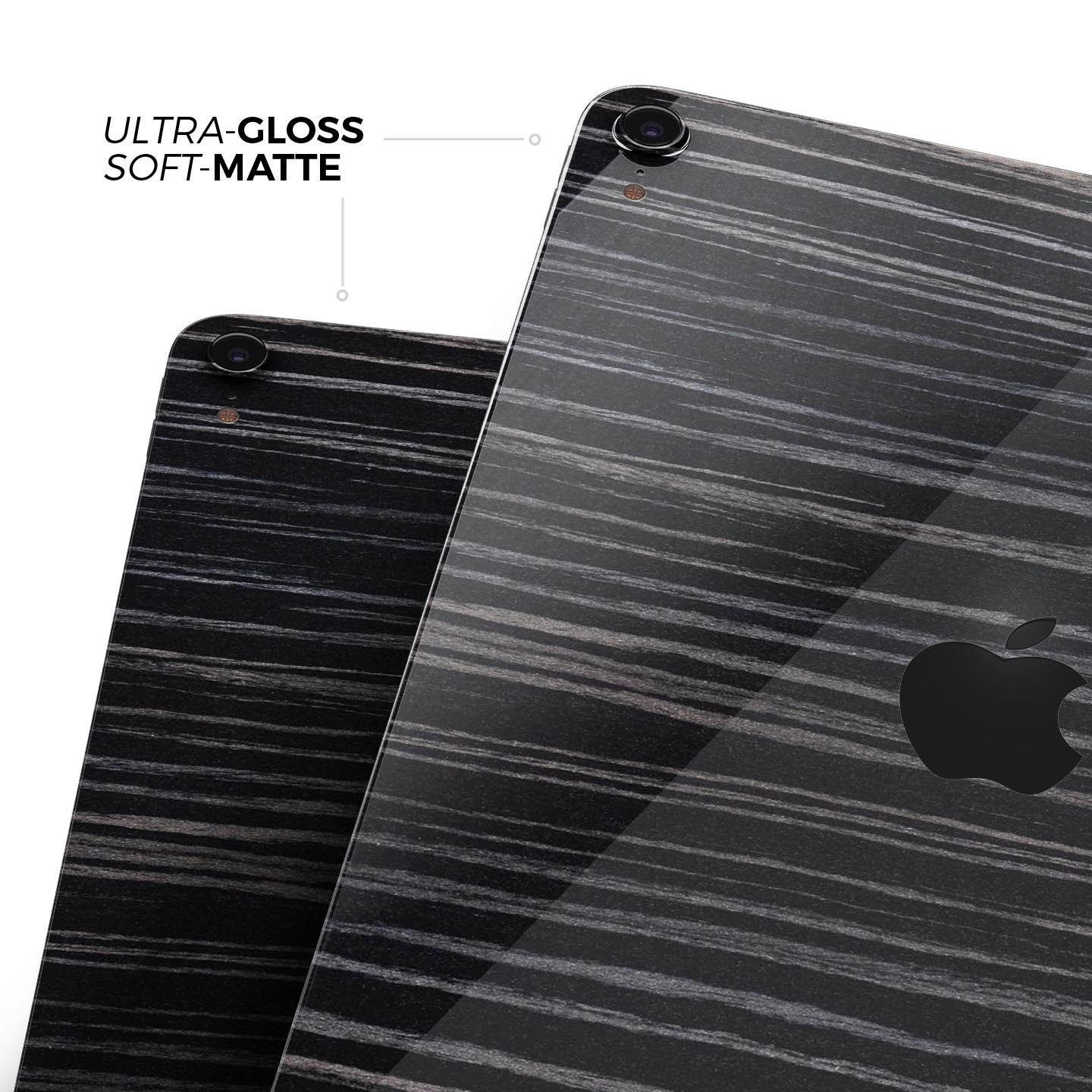 Black Wood Texture skin decal for Apple iPad Pro, showcasing a stylish wood grain design.