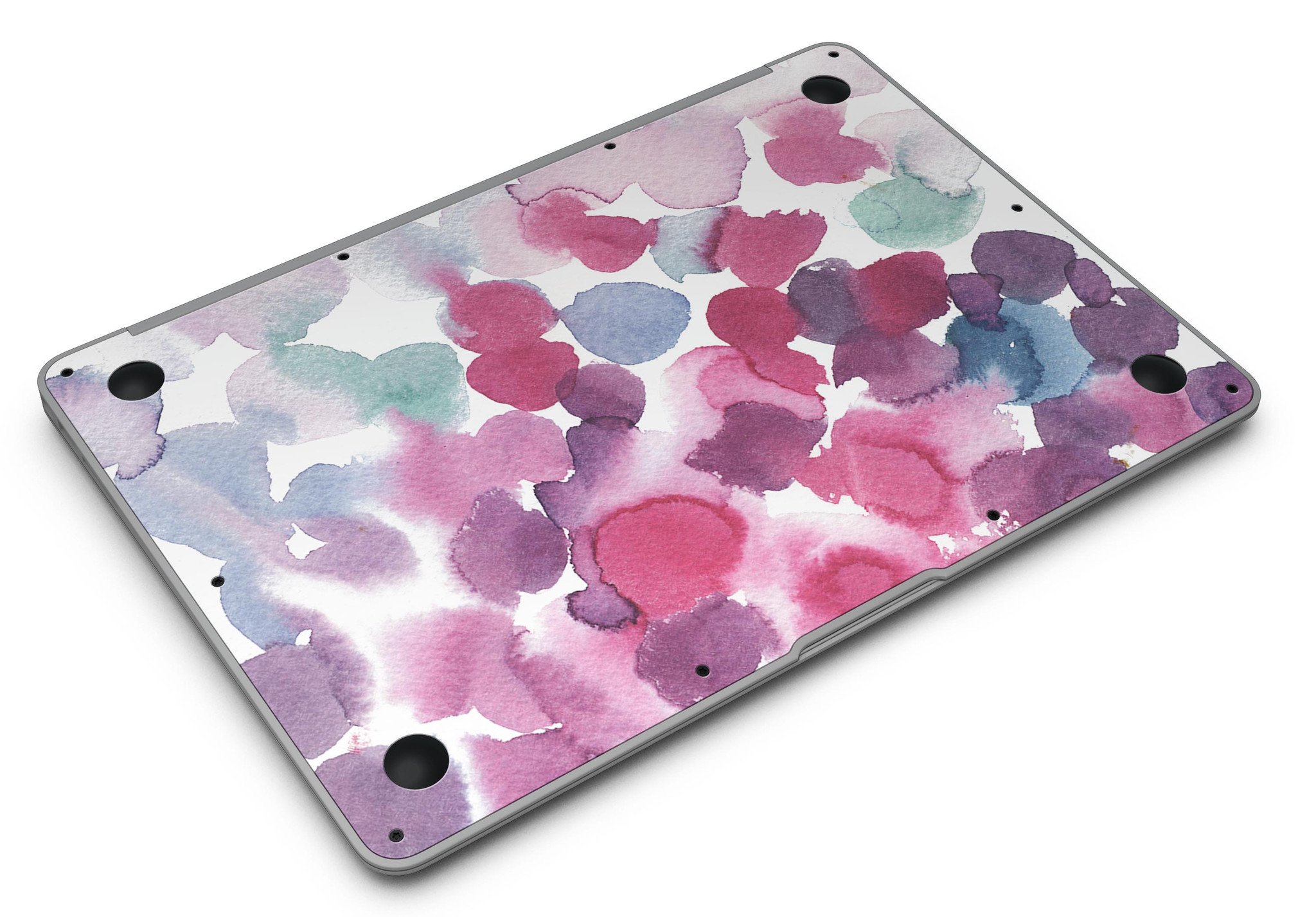 Blot 4 Absorbed Watercolor Texture skin applied to a MacBook Air, showcasing vibrant colors and a sleek design.