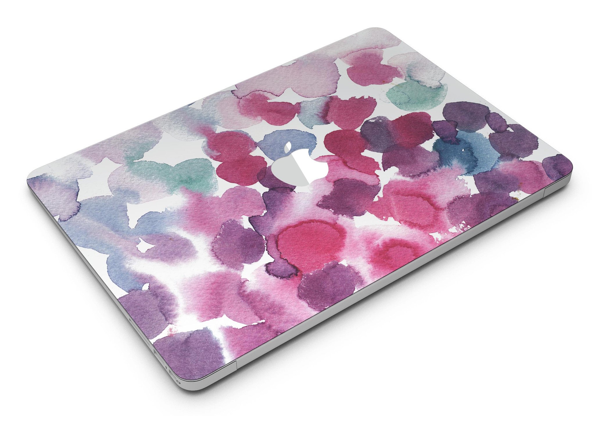Blot 4 Absorbed Watercolor Texture skin applied to a MacBook Air, showcasing vibrant colors and a sleek design.