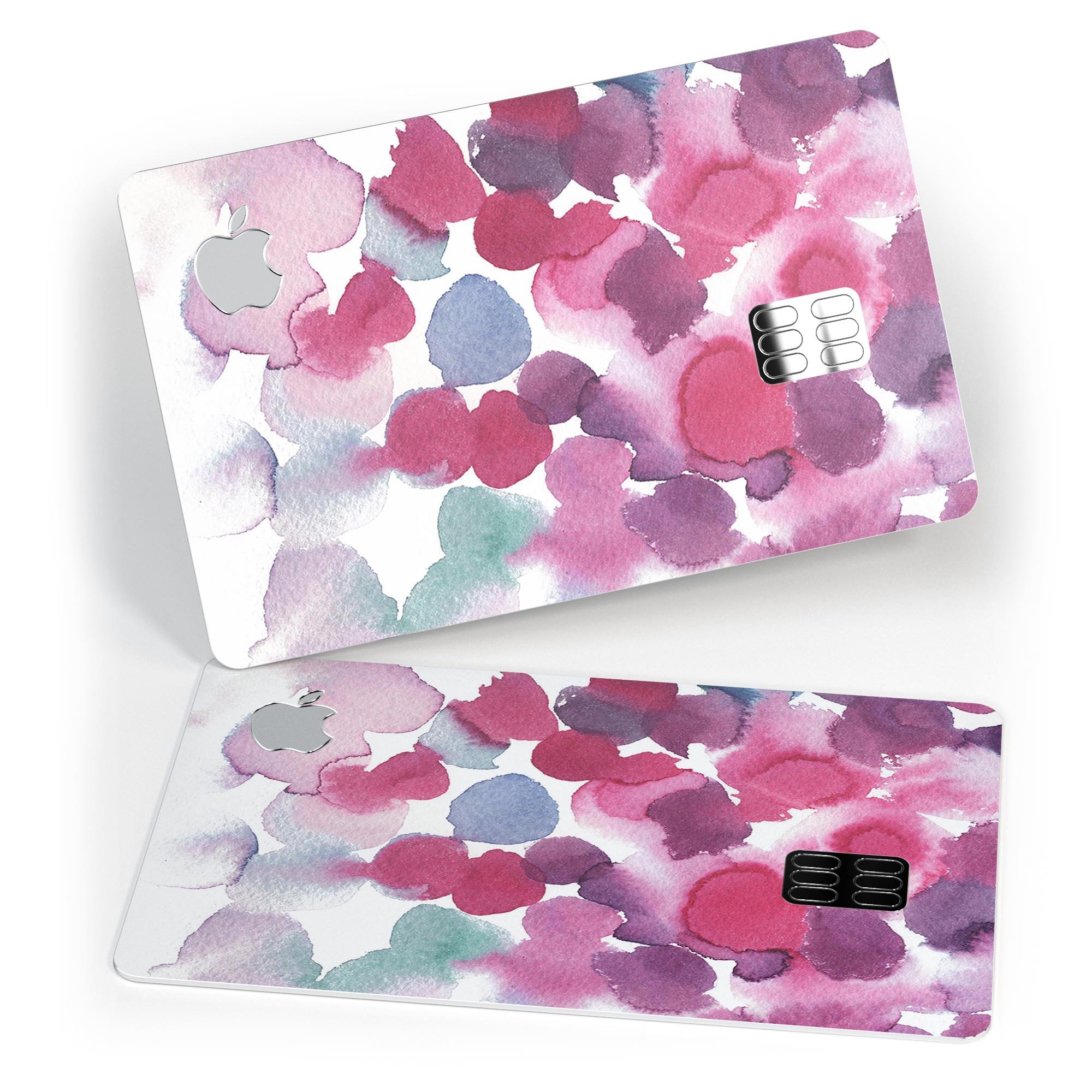 Blot 4 Absorbed Watercolor Texture skin applied on an Apple Card, showcasing its vibrant design and premium finish.