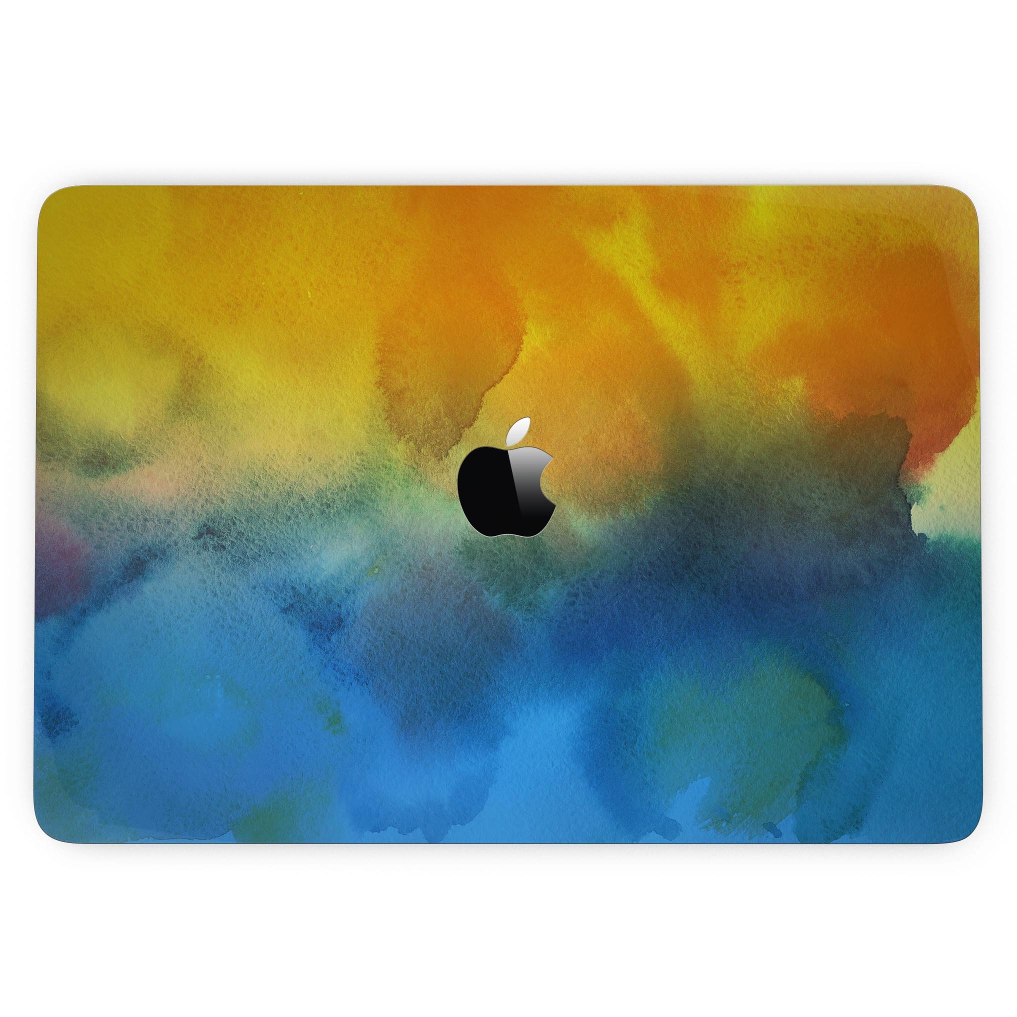 Blotted 64 Absorbed Watercolor Texture skin applied on a MacBook Pro with Touch Bar, showcasing vibrant colors and a sleek design.