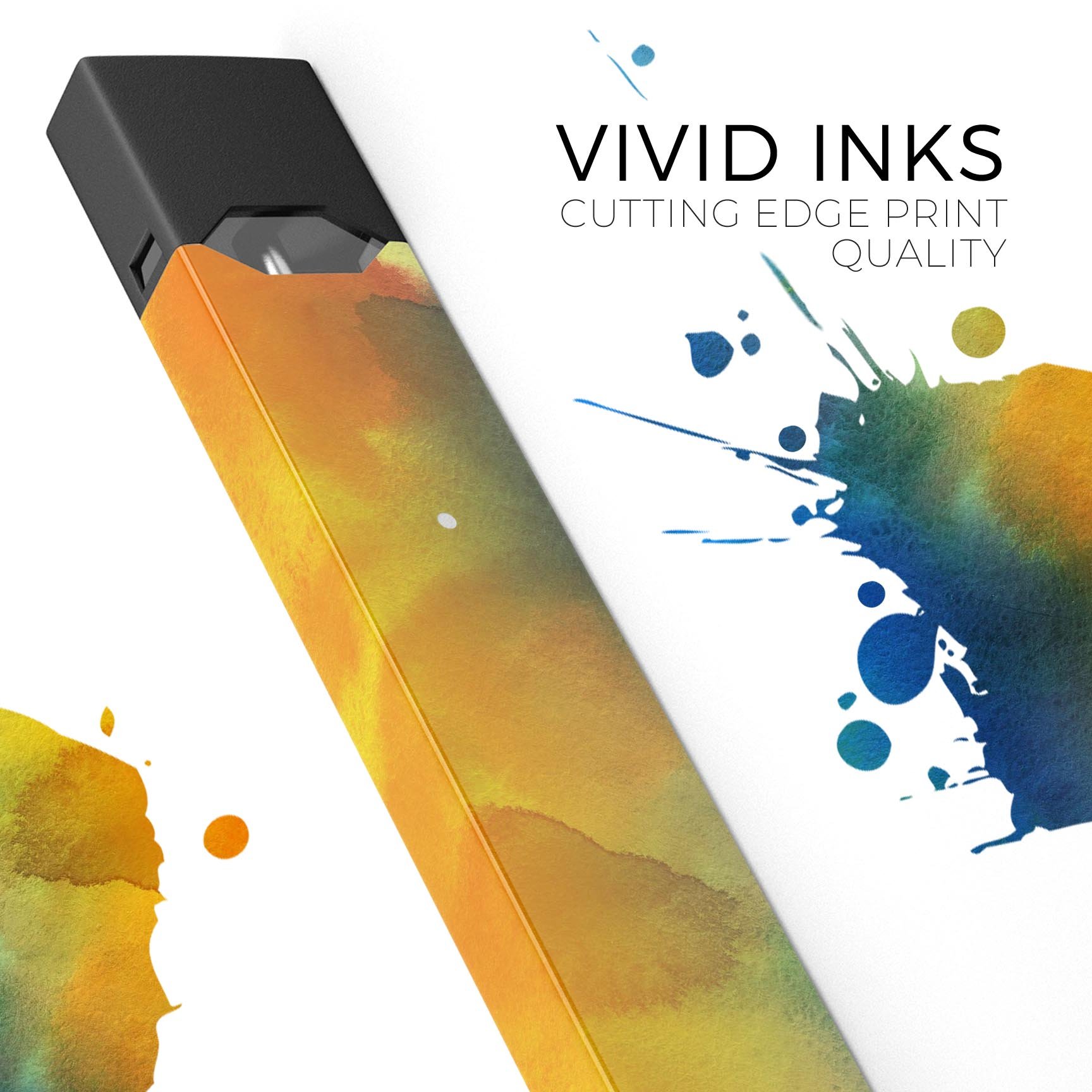 Blotted 64 Absorbed Watercolor Texture decal for JUUL device, showcasing vibrant colors and premium design.