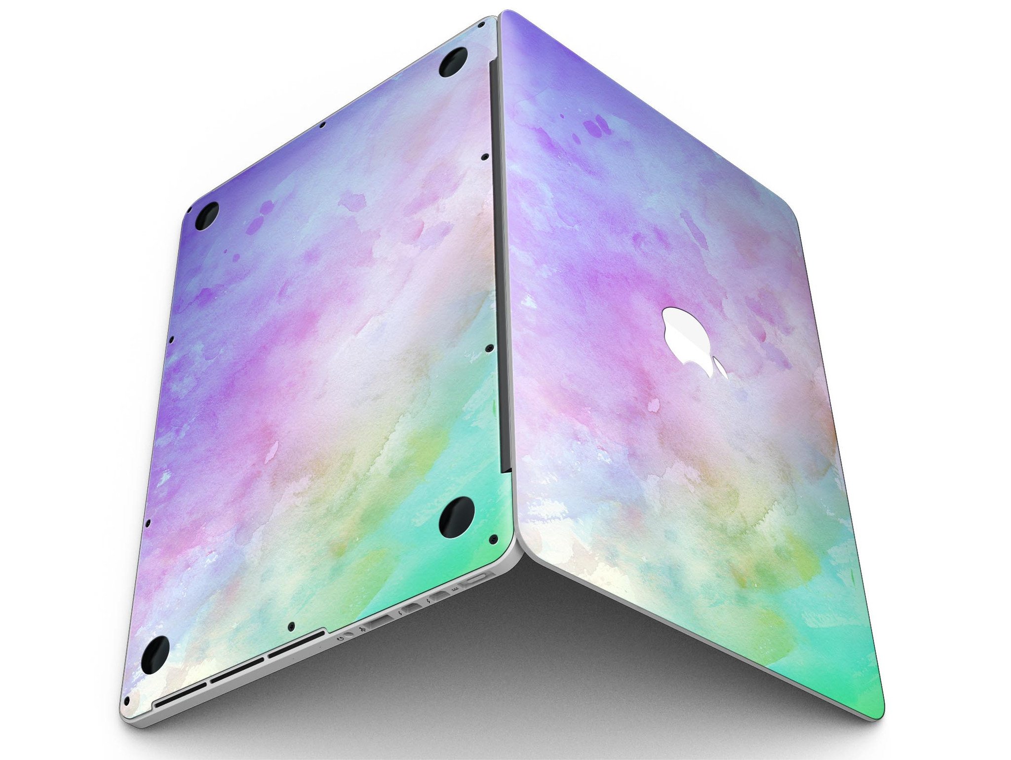 Blotted 6752 Absorbed Watercolor Texture skin applied to a MacBook Pro with Retina Display, showcasing vibrant colors and a sleek design.