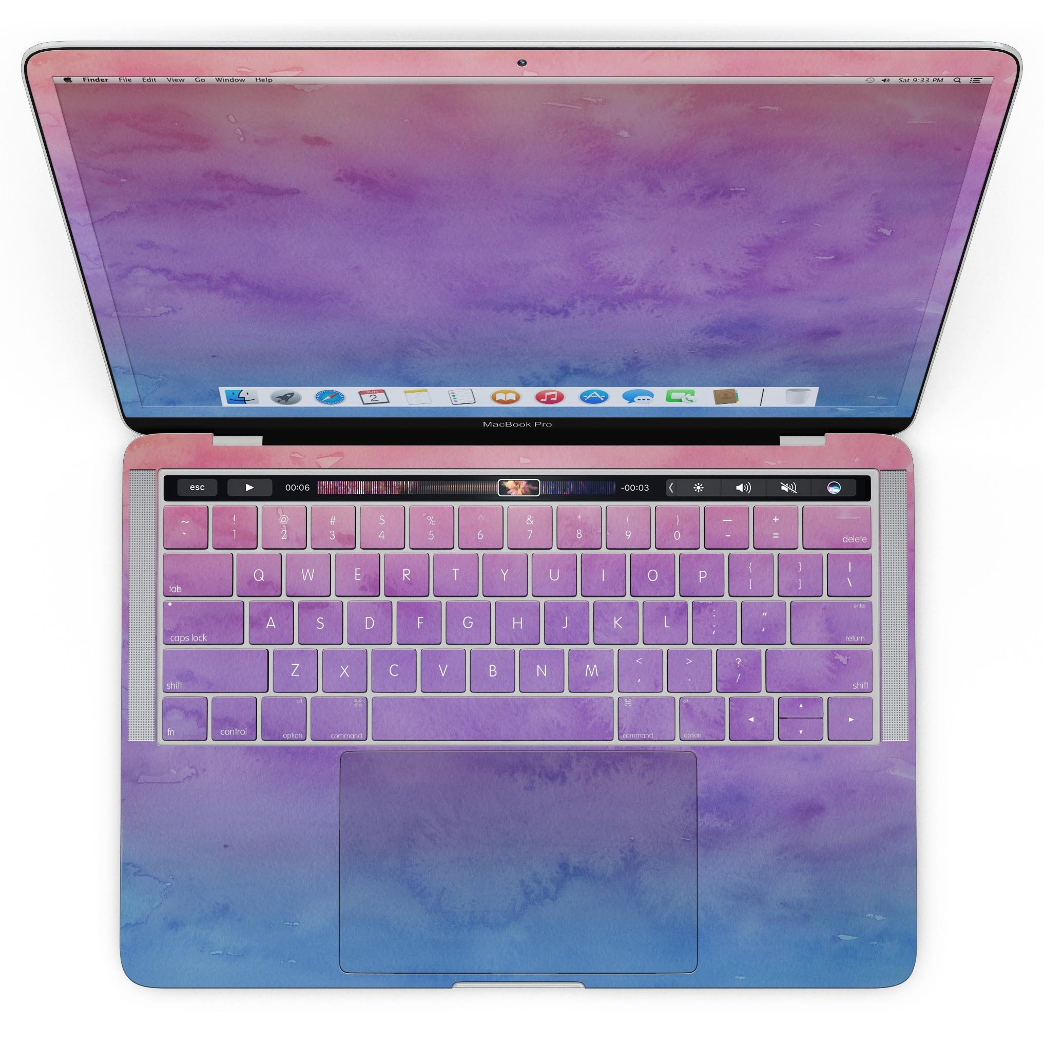 Blotted 6836432 Absorbed Watercolor Texture skin for MacBook Pro with Touch Bar, showcasing vibrant colors and a stylish design.