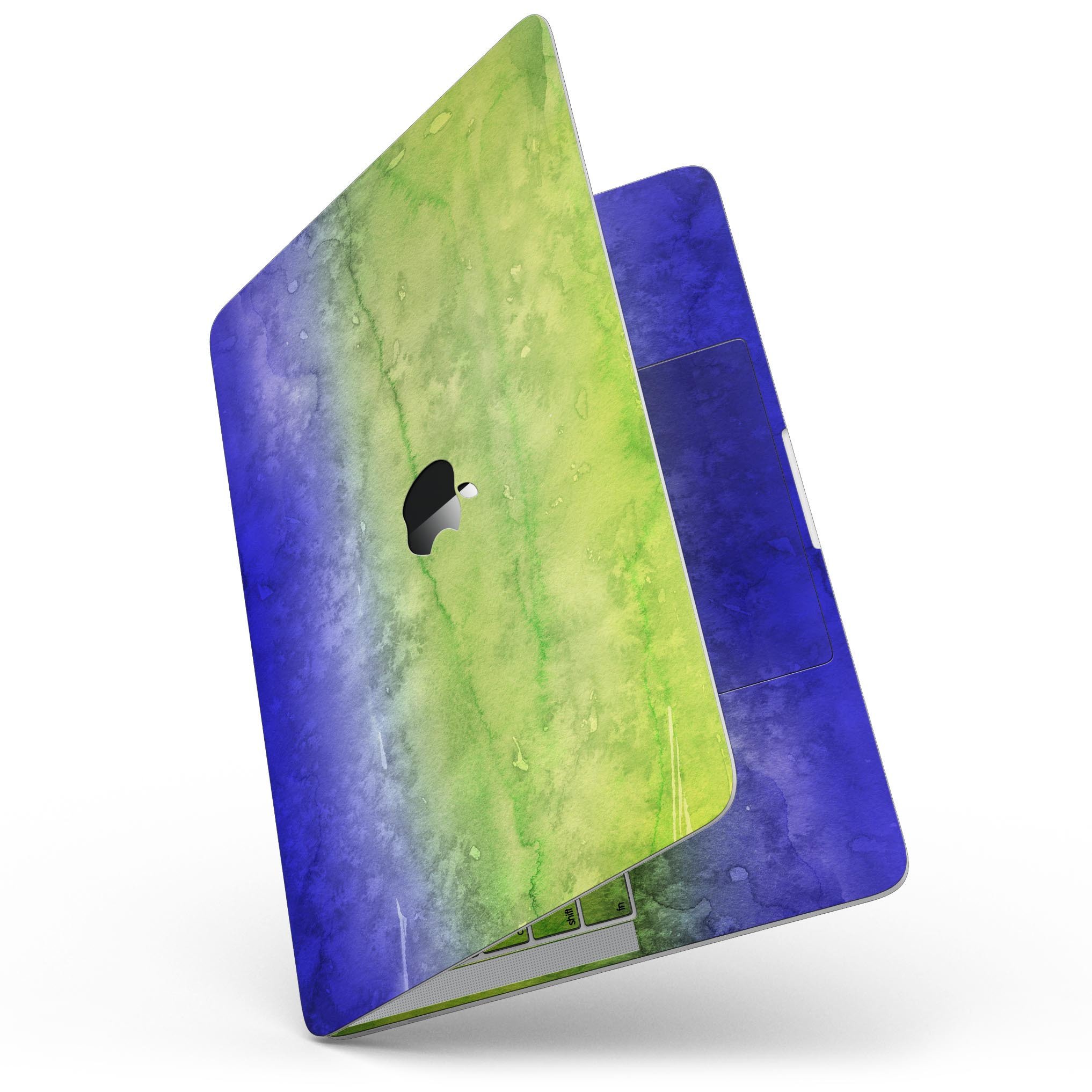 Blotted Blue 73 Absorbed Watercolor Texture skin for 13" MacBook Pro, showcasing vibrant blue and watercolor patterns.