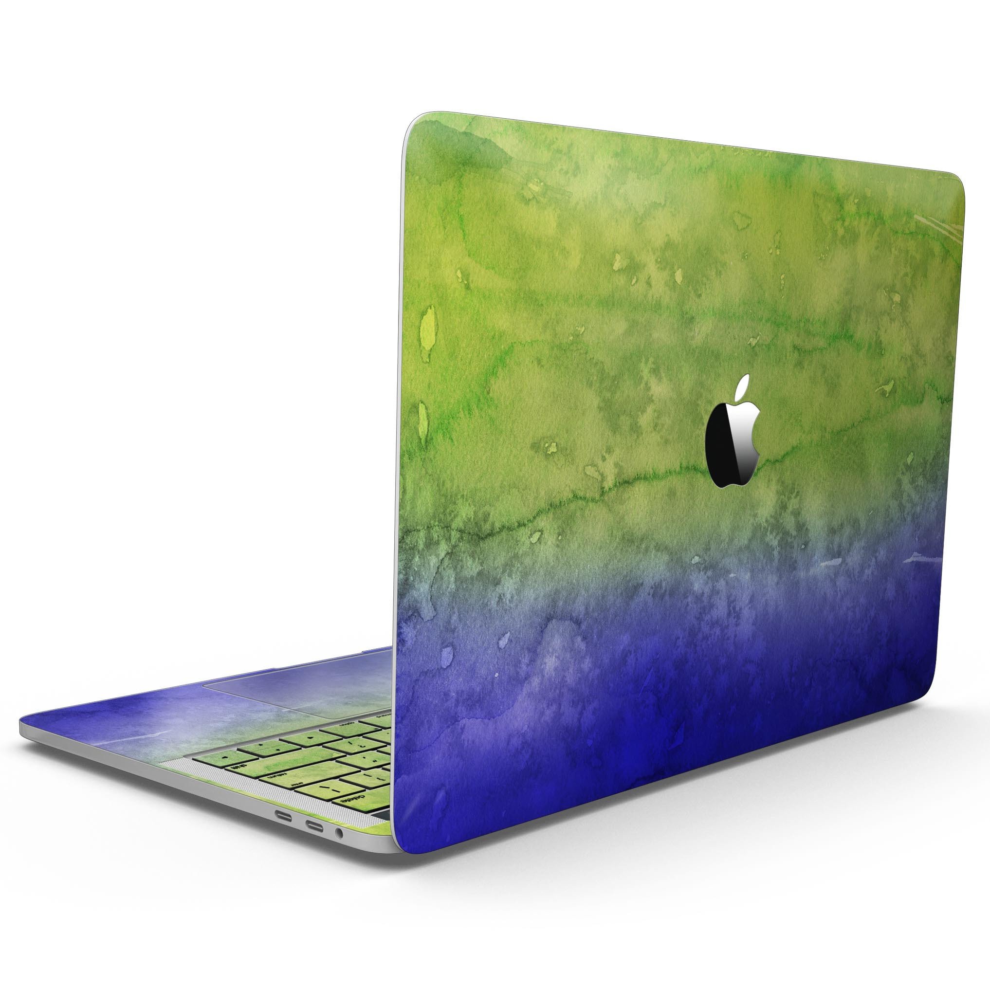 Blotted Blue 73 Absorbed Watercolor Texture skin for 13" MacBook Pro, showcasing vibrant blue and watercolor patterns.