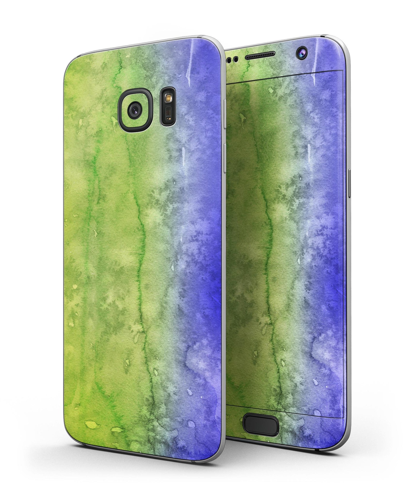 Blotted Blue 73 Absorbed Watercolor Texture skin for Samsung Galaxy S7, showcasing vibrant colors and premium vinyl material.