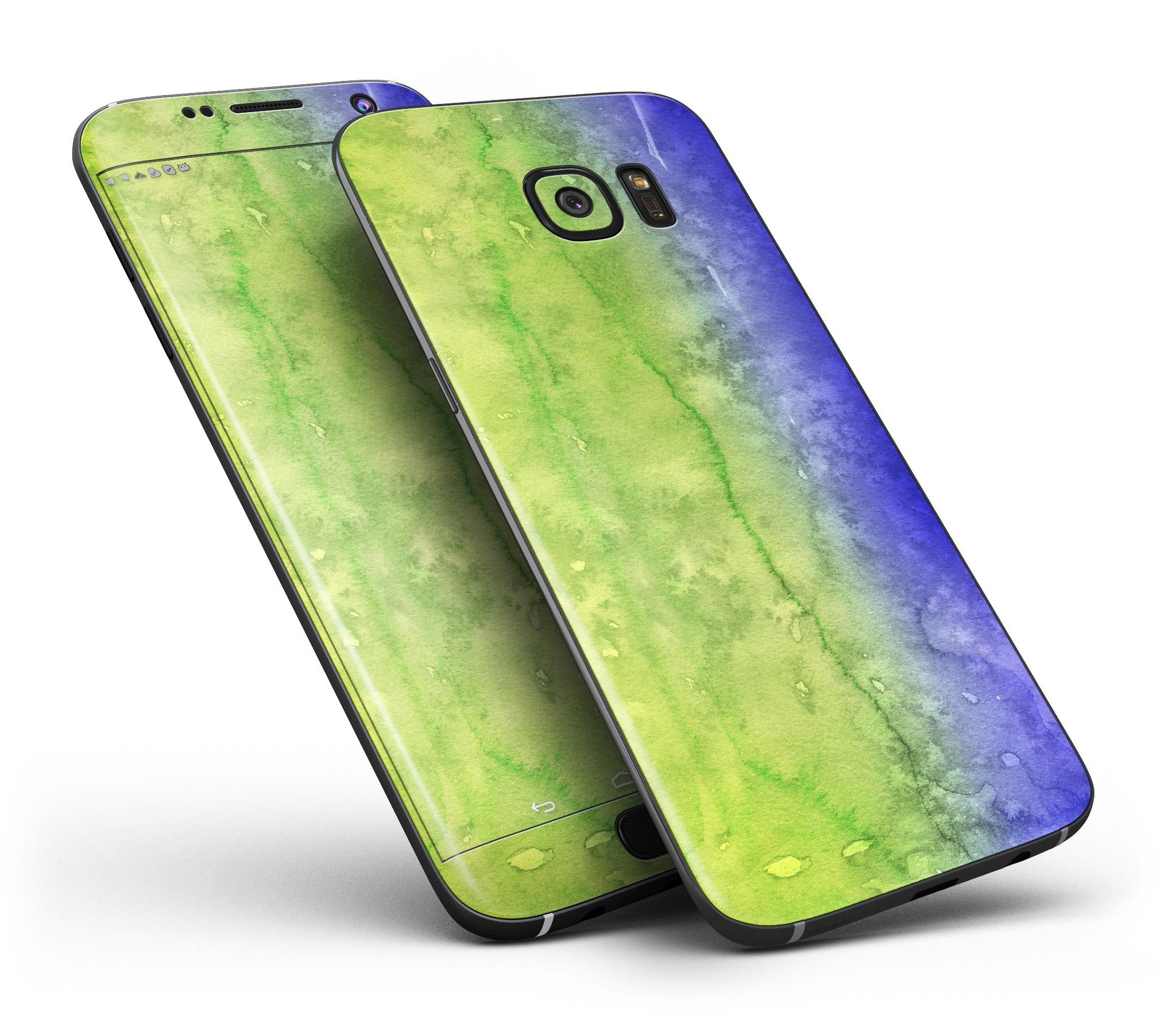 Blotted Blue 73 Absorbed Watercolor Texture skin for Samsung Galaxy S7, showcasing vibrant colors and premium vinyl material.